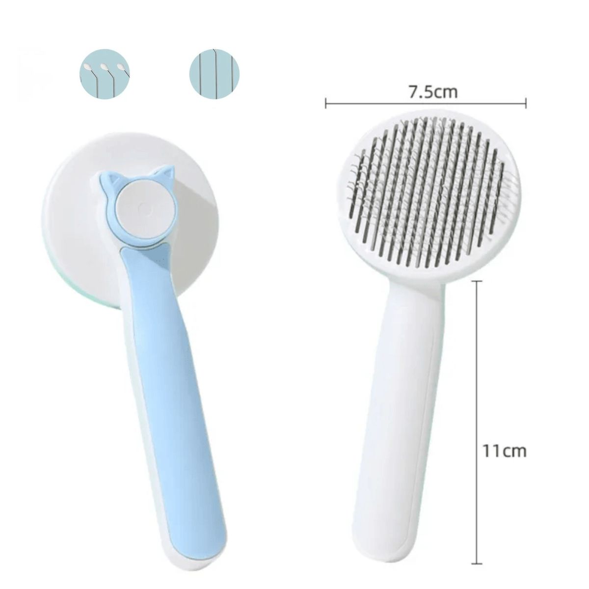 GENERICO - PACK CEPILLO PARA MASCOTA PLOMO CLARO CON BOTON.