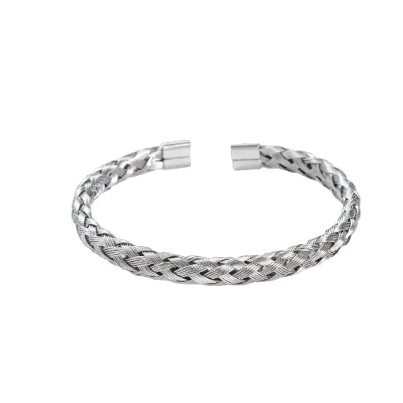 CLOCK PERU - Brazalete de Hombre en Acero Inoxidable Plateado  BRA-41