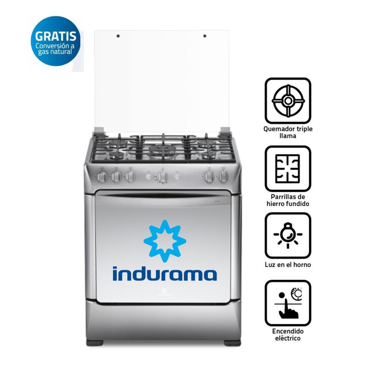 INDURAMA - Cocina Indurama Cirella Zafiro Croma 5 Hornillas