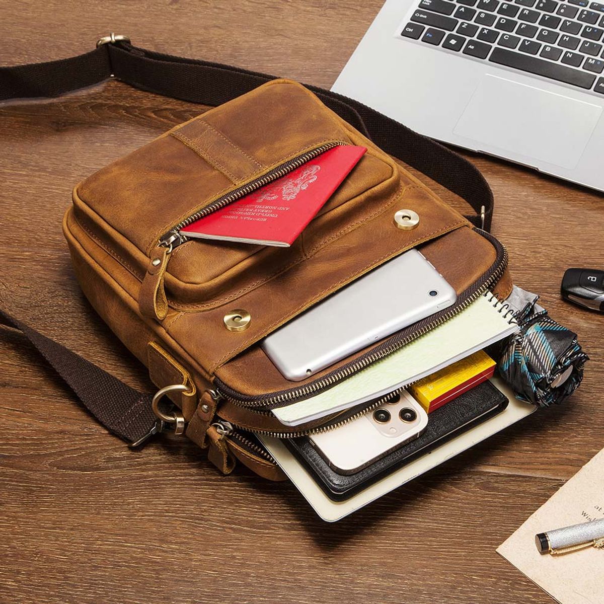 ARMUZ - Morral de Cuero Vacuno De Alta Gama MH645 Hombre