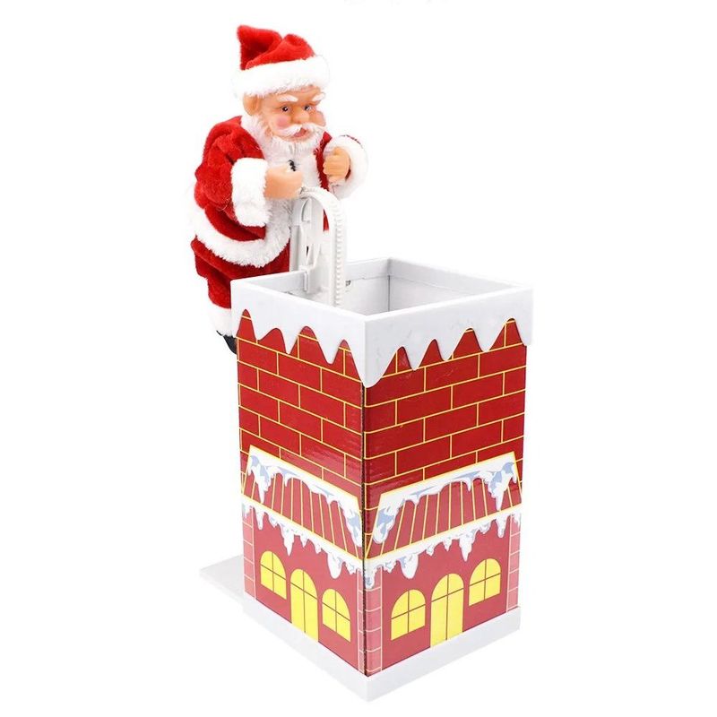 GENERICO - Adorno Navideño Musical Con Movimientos Papa Noel Ingresando Chimenea