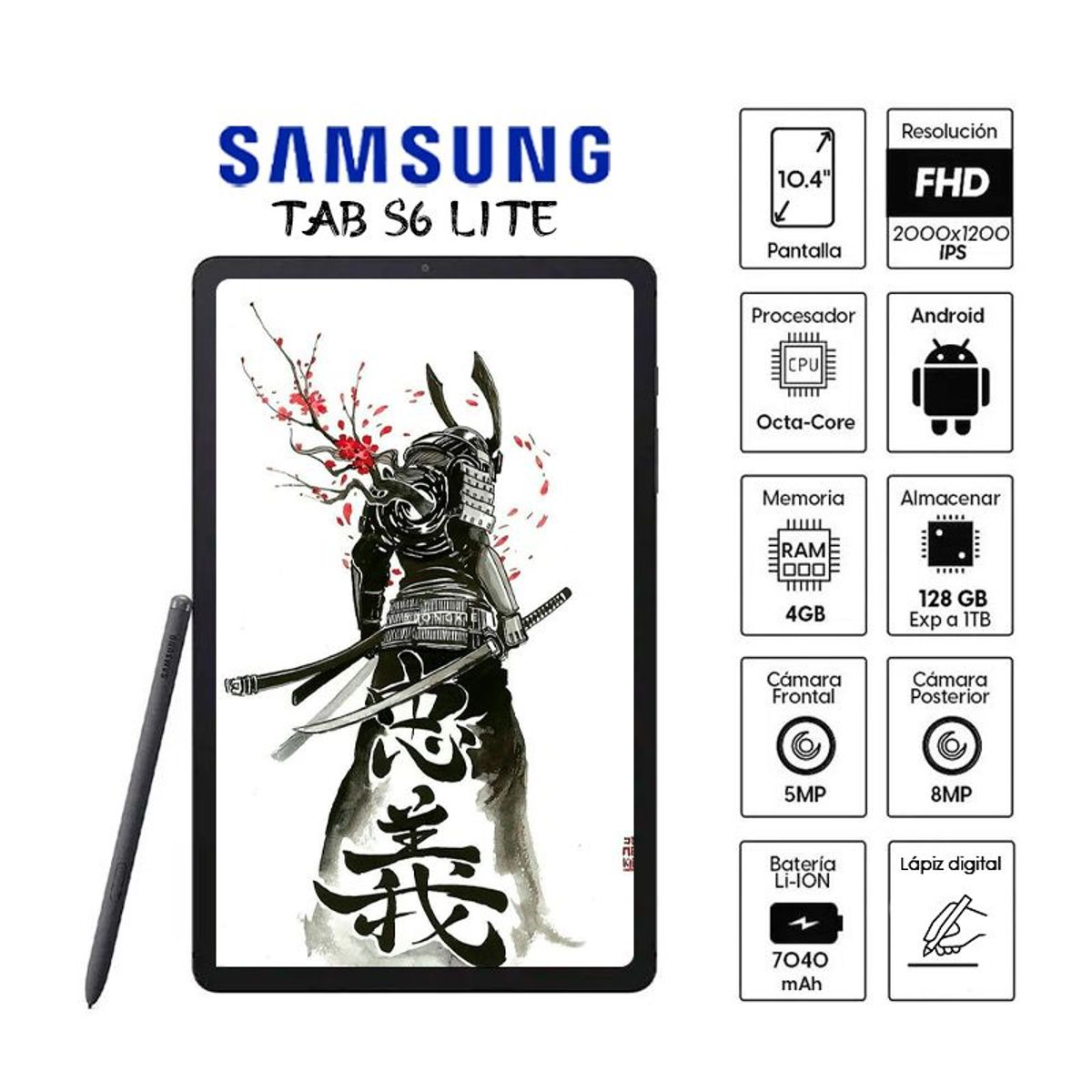 SAMSUNG - Tablet Samsung Galaxy Tab S6 Lite 10.4 128GB 4GB RAM Gris SM-S PEN-P613NZAKPEO