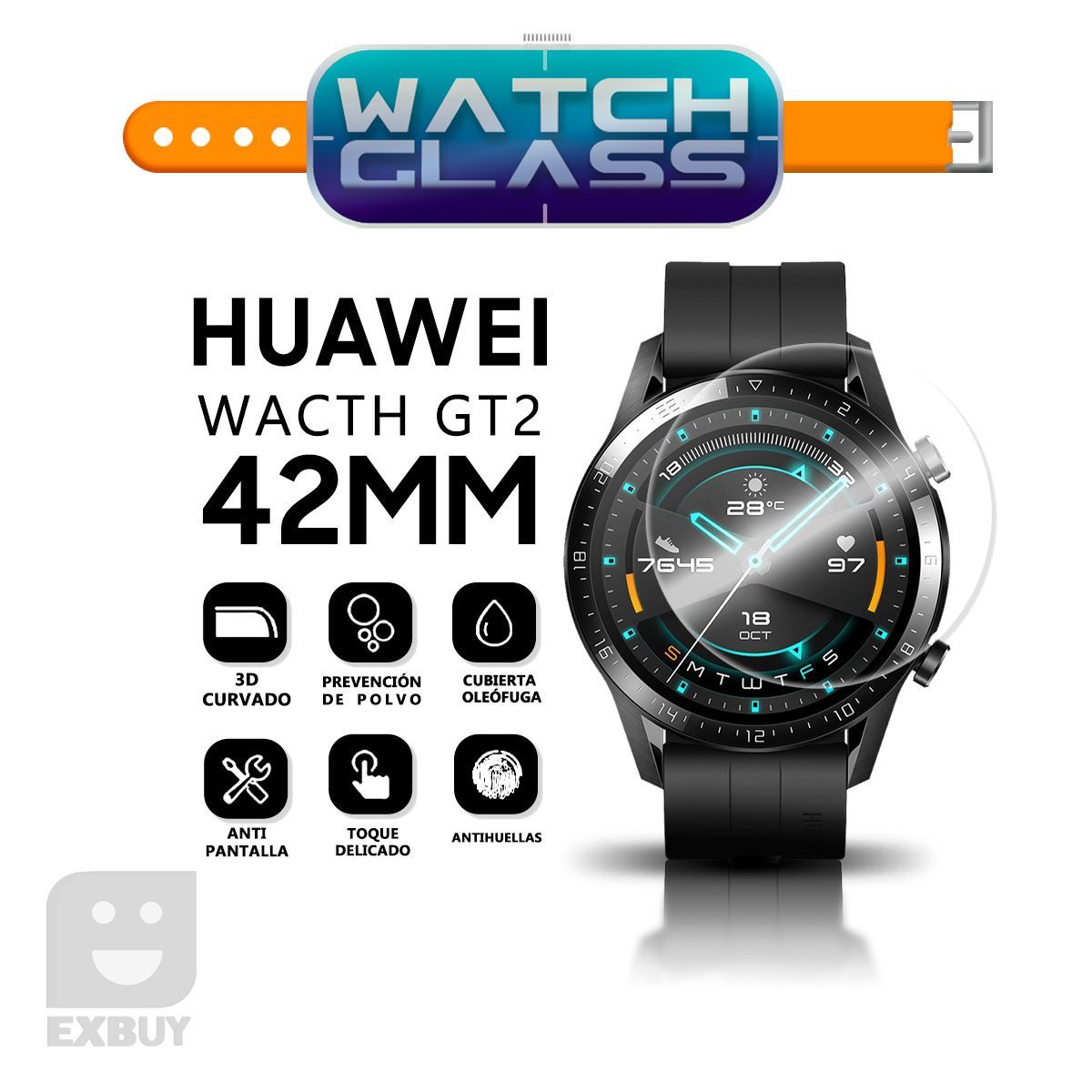 GENERICO - Mica Vidrio para Huawei Watch GT2 - 42 MM