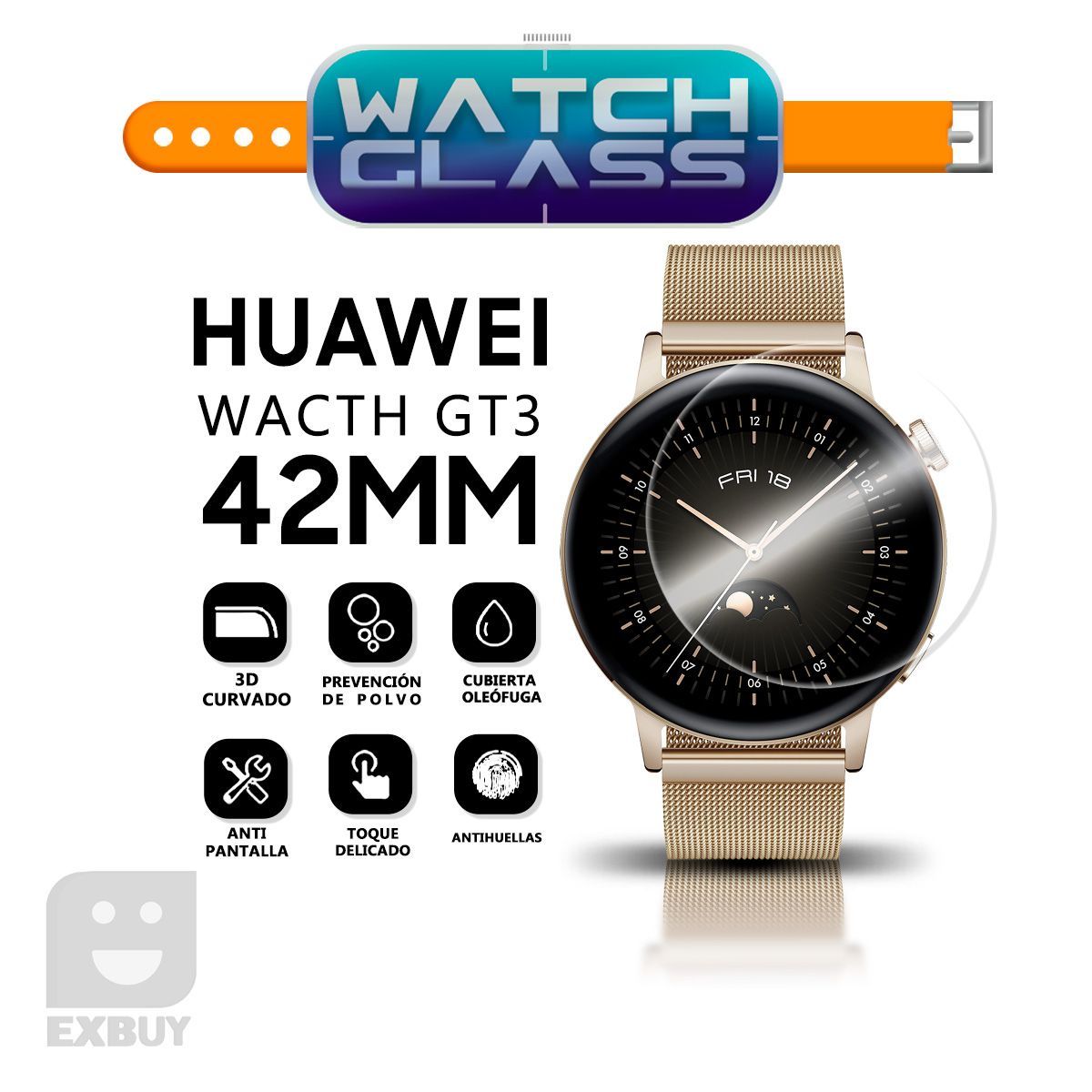GENERICO - Mica Vidrio para Huawei Watch GT3 - 42 MM