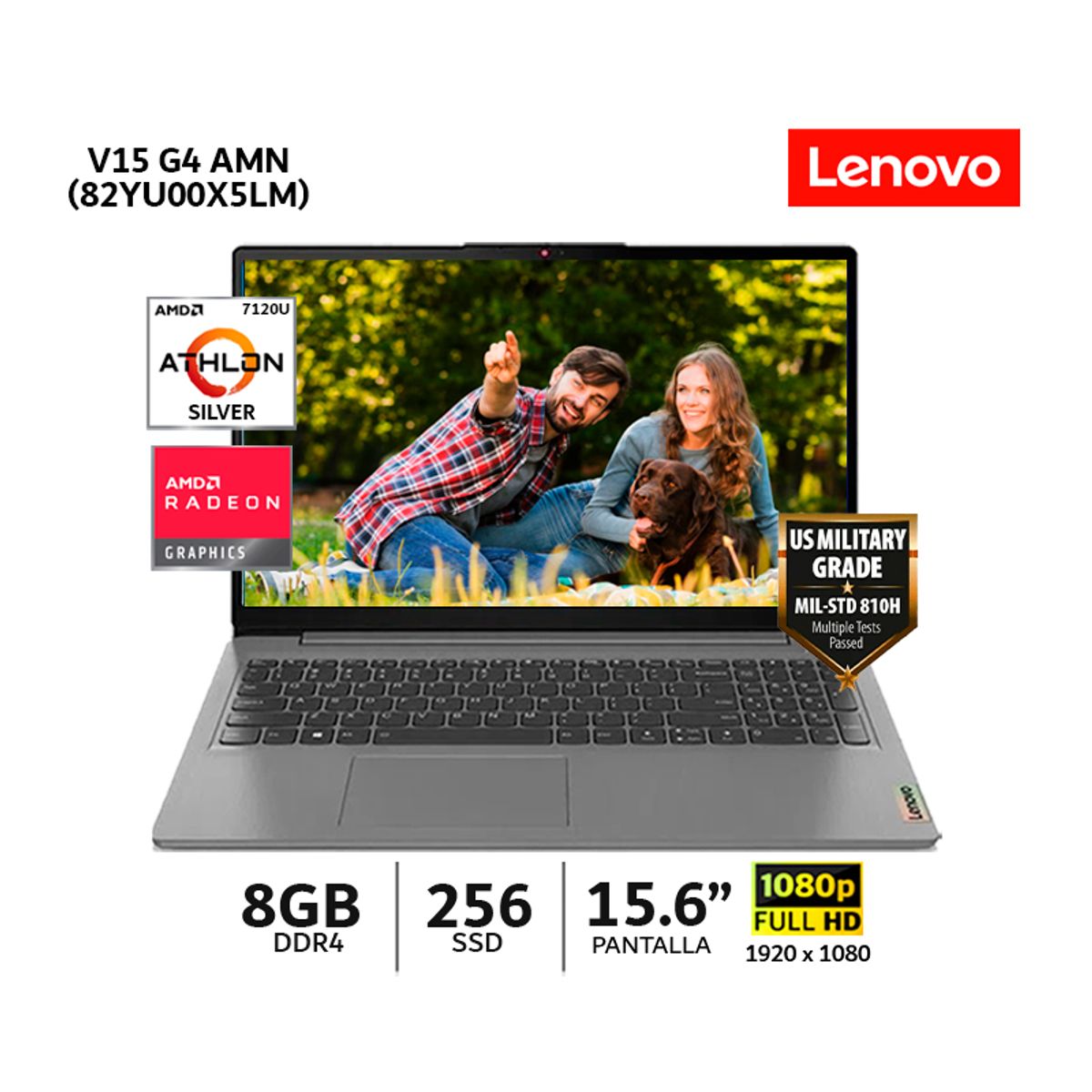LENOVO - Laptop Lenovo Athlon Silver 7120U 8GB RAM 256GB SSD 156 FHD WIND 82YU00X5LM