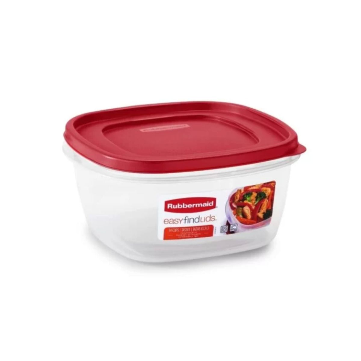 RUBBERMAID - HERMETICO EASY FIND LIDS TAPA ROJA 3300ml CUADRADO