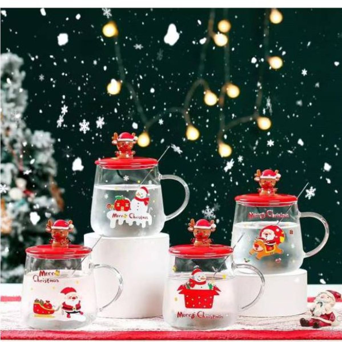 GENERICO - TAZA DE NAVIDAD CON TAPA Y CUCHARITA