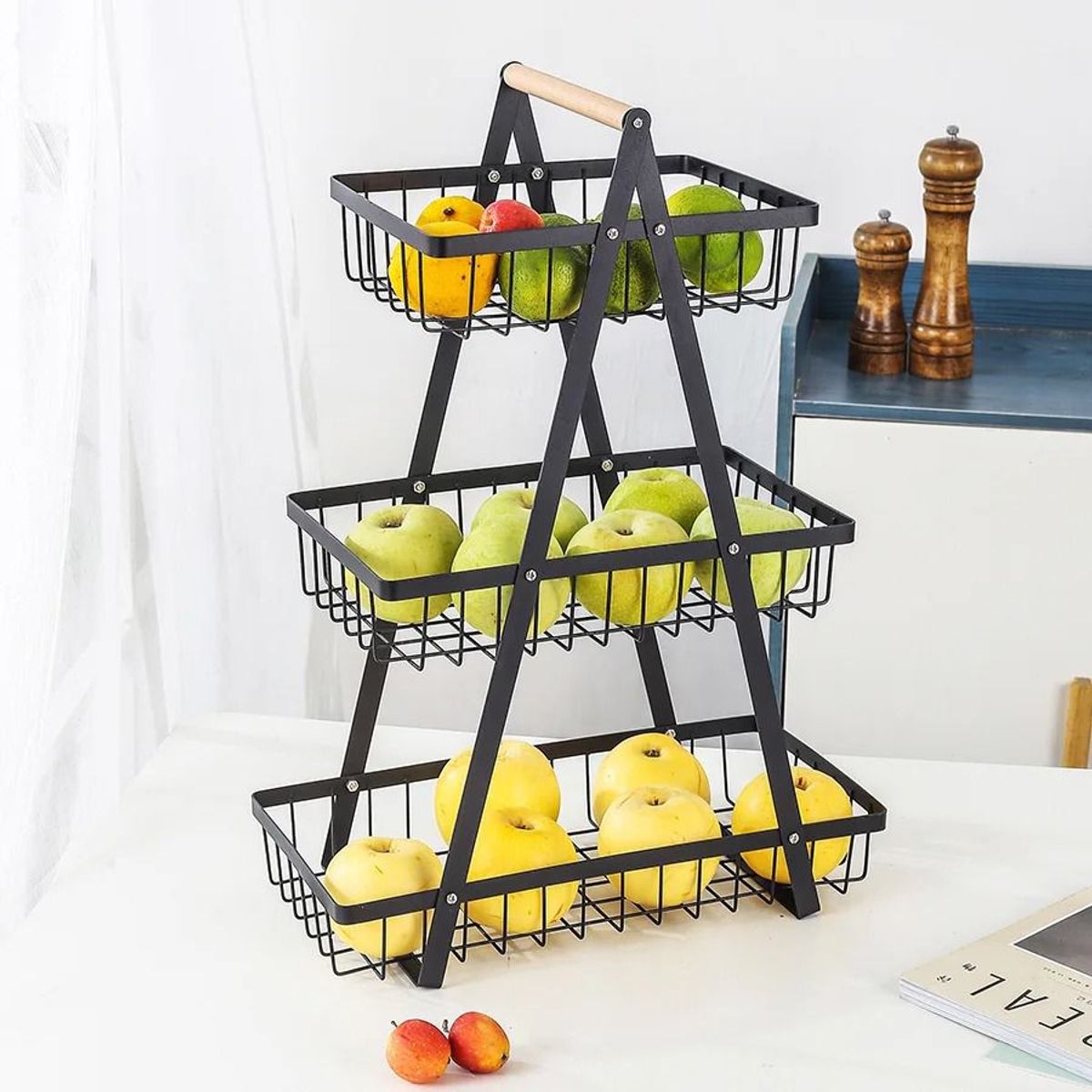 OEM - Organizador Frutero de Cocina 3 Niveles Metal para Frutas y Verduras