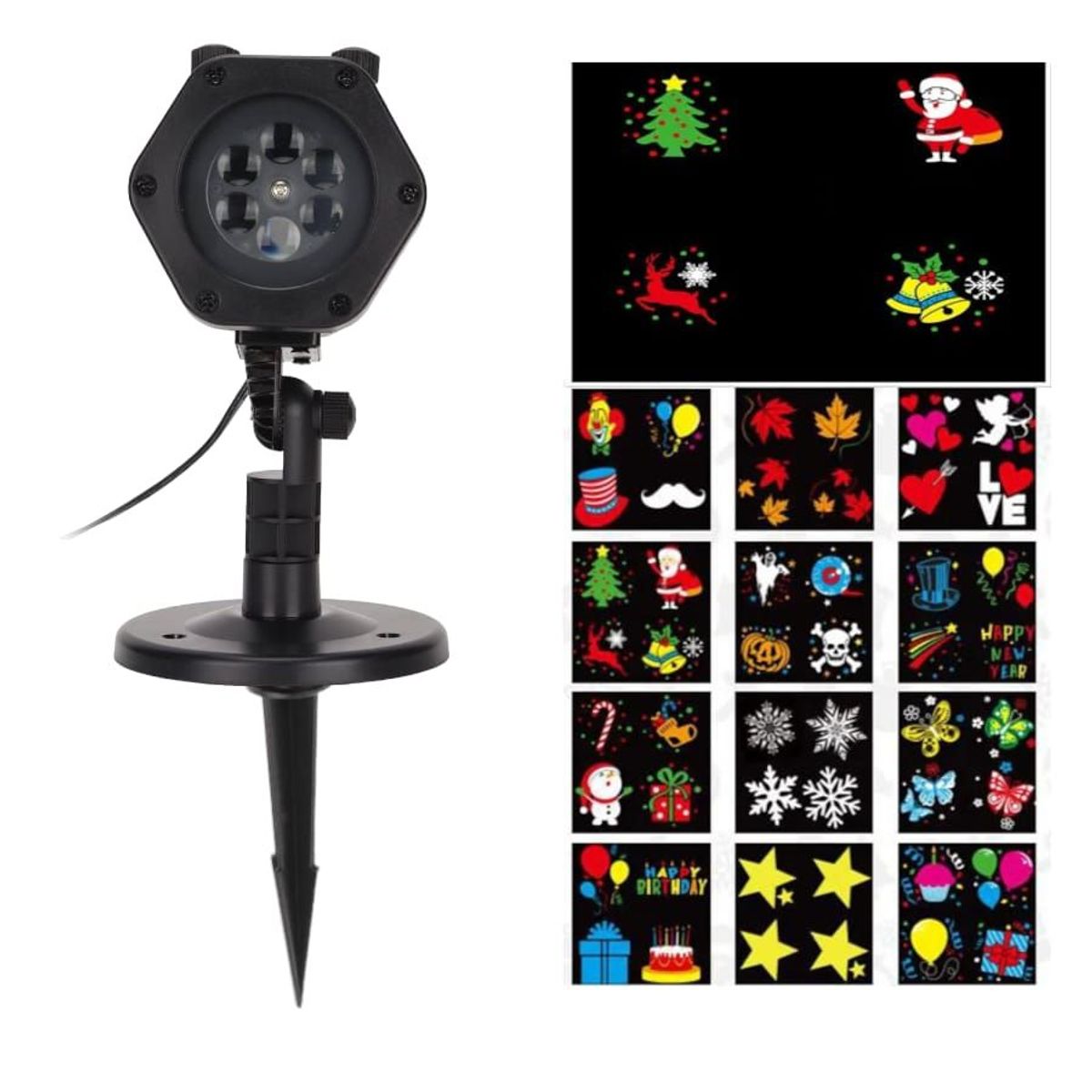 OEM - Luz Proyector de Imágenes Navidad Hallowen + 12 Patrones