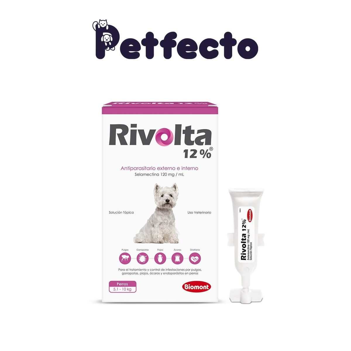RIVOLTA - ANTIPULGAS RIVOLTA 12% X 0.50 mL 5.1 - 10 kg. 1 PIPETA
