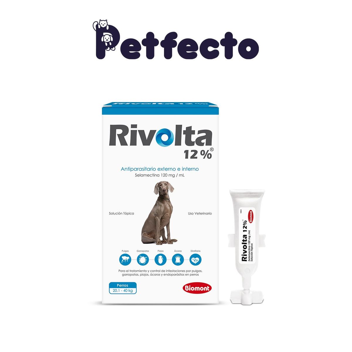 RIVOLTA - ANTIPULGAS RIVOLTA 12% X 2 mL (20.1 - 40 kg.) - 1 PIPETA