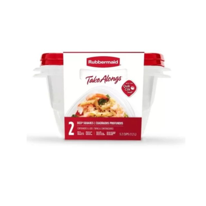 RUBBERMAID - SET HERMETICOS TAKELONGS 2 PIEZAS 1,2L CUADRADO HONDO