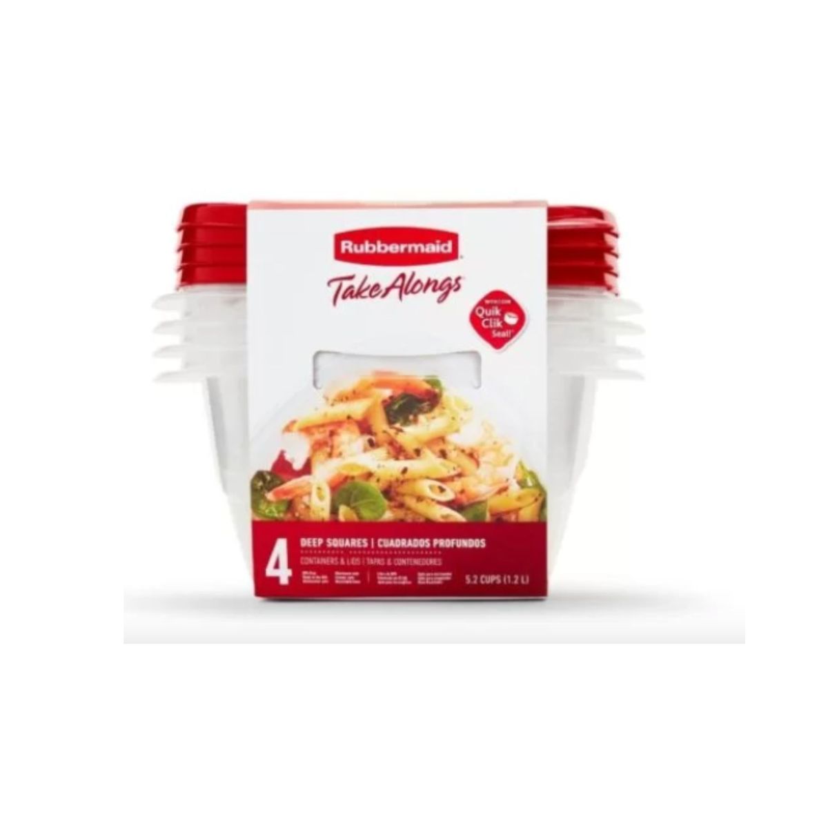 RUBBERMAID - SET HERMETICOS TAKELONGS 4 PIEZAS 1,2L CUADRADO HONDO
