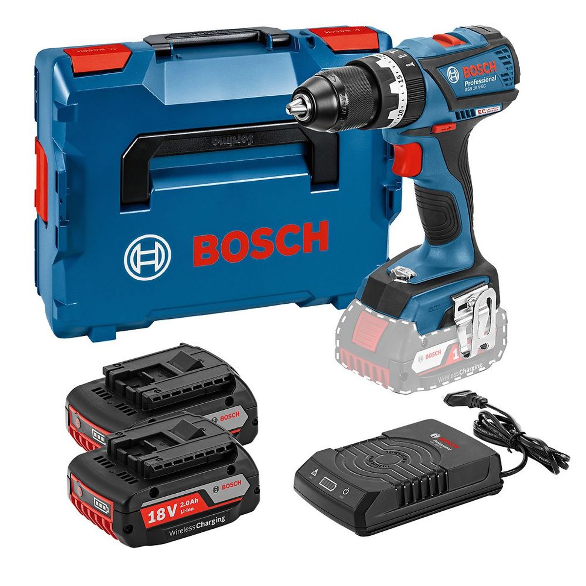 BOSCH - Taladro Percutor GSB 18 V-EC 18V Cargador Bosch