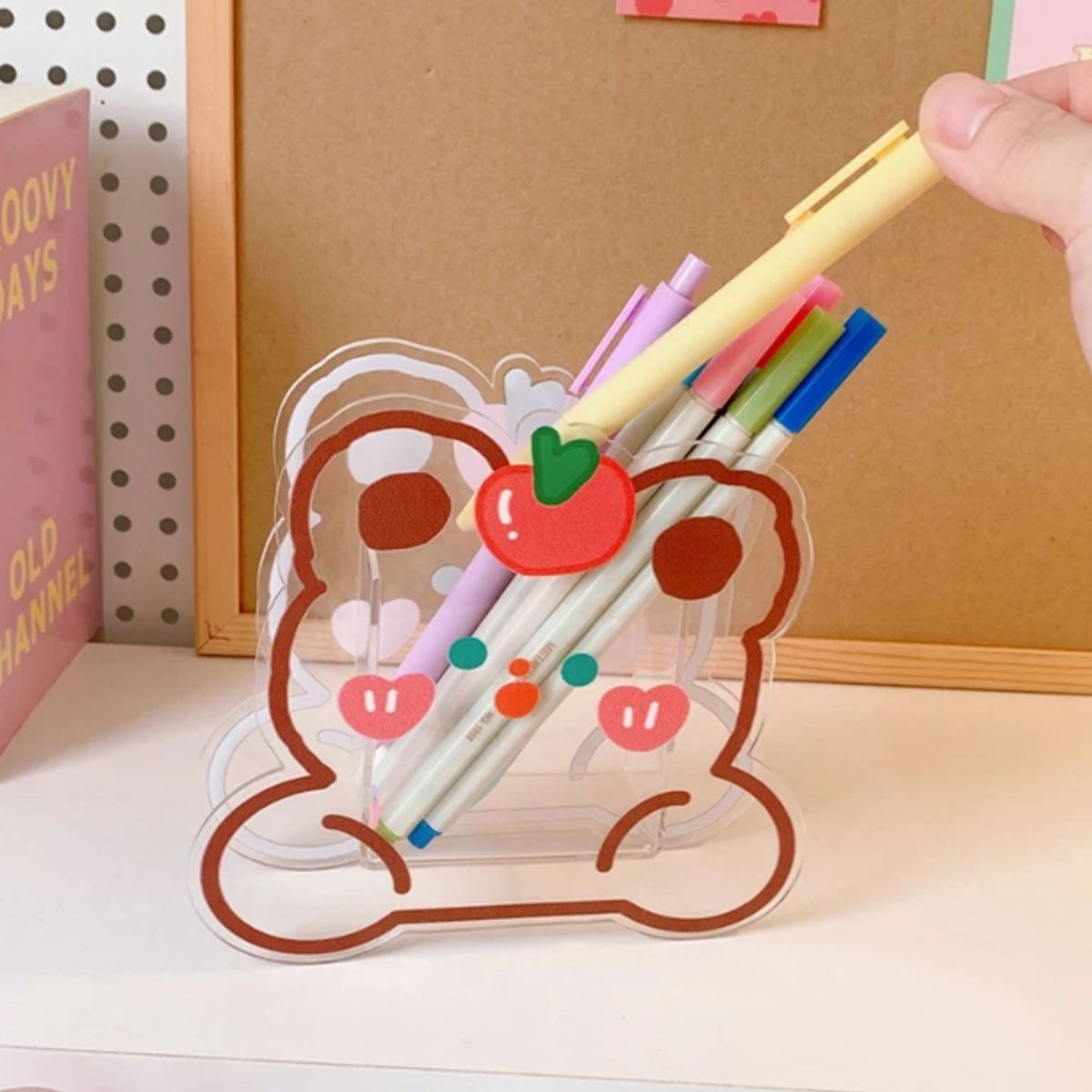 GENERICO - ORGANIZADOR DE ESCRITORIO - PORTA LAPICES ACRILICO OSO