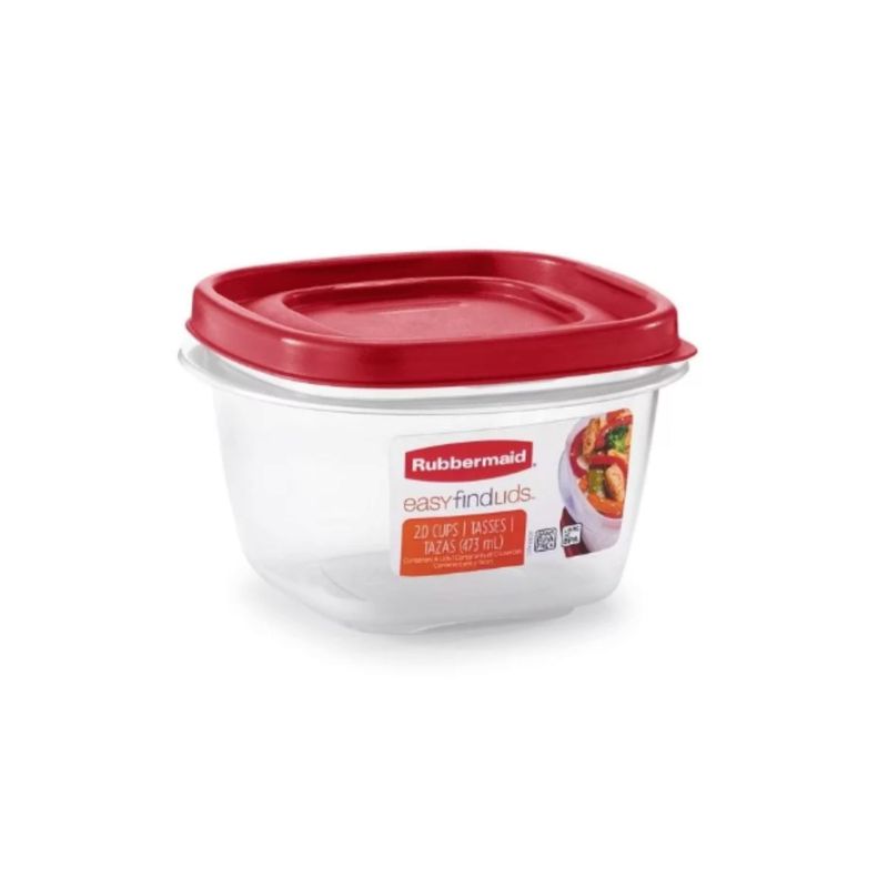 RUBBERMAID - HERMETICO EASY FIND LIDS TAPA ROJA 473ML CUADRADO
