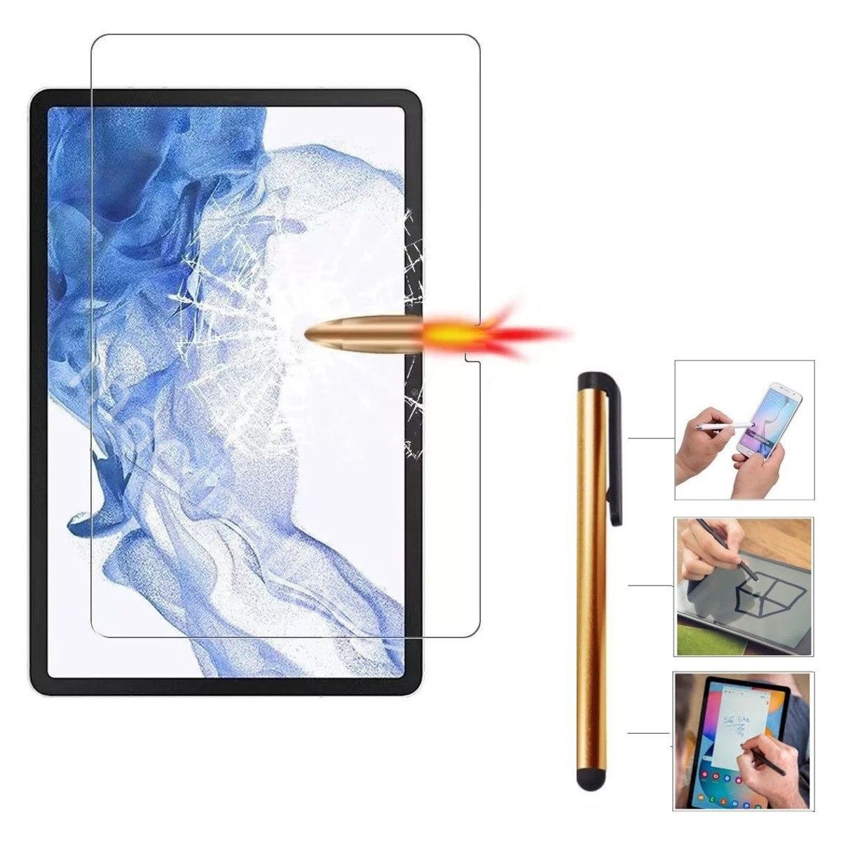 GENERICO - Mica de Vidrio & Lapiz Optico para Samsung Tab S8 Ultra 14.6 SM-X900