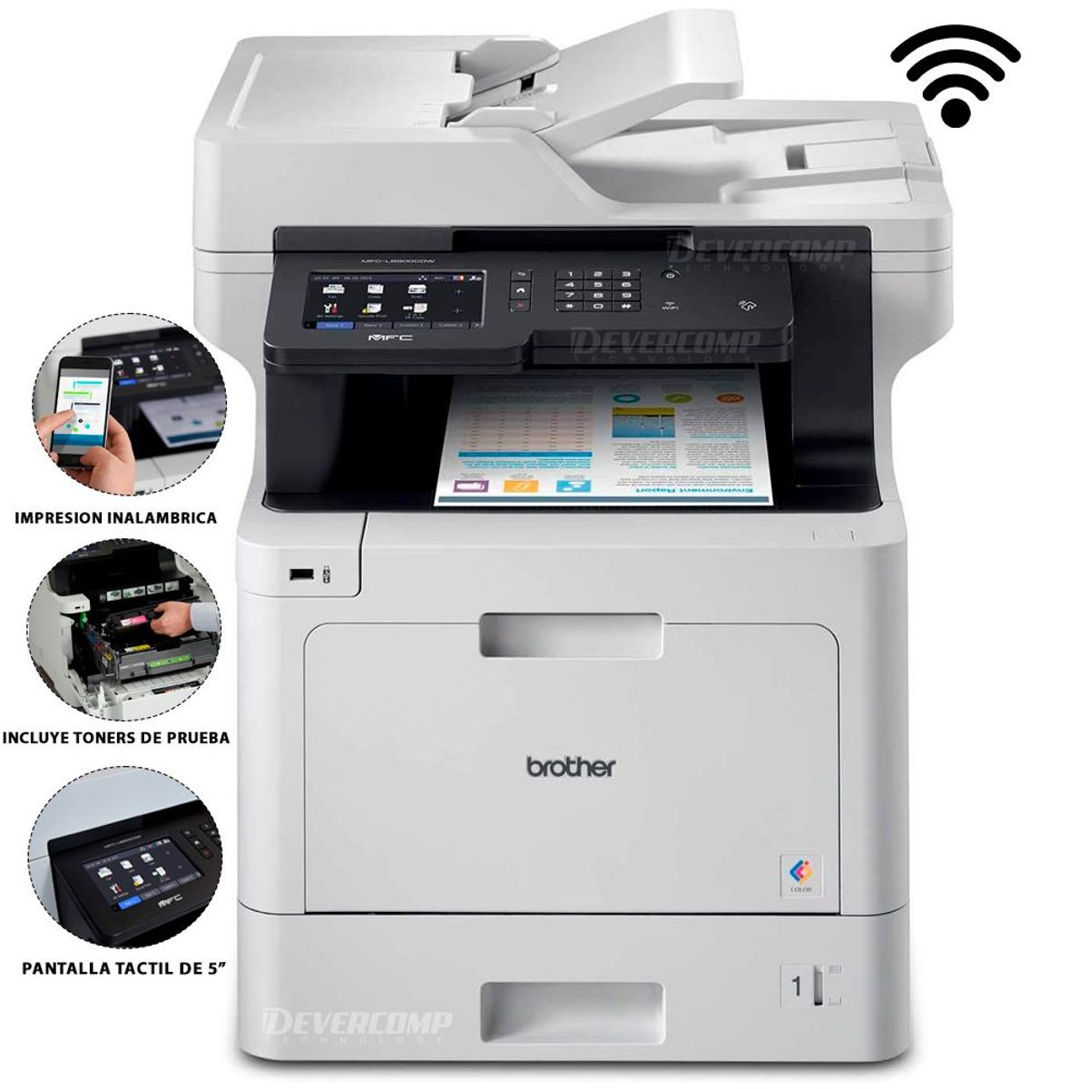 BROTHER - Impresora Laser Brother MFC-L8900CDW Multifuncion Color Wifi
