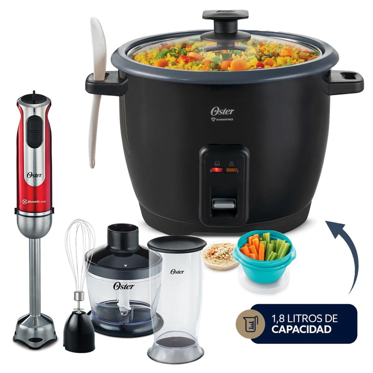 OSTER - Batidora de inmersión Oster FPSTHB2801 y Olla Arrocera Oster