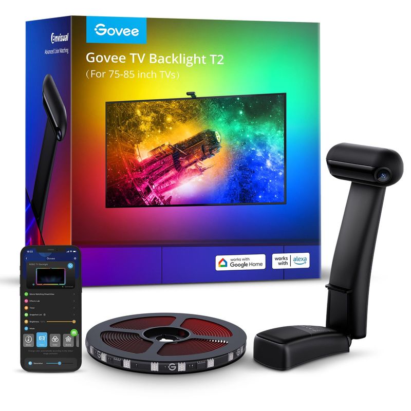 GOVEE - Govee T2 Tira Led Ambilight Para Tv 75-85 Con Cámara Dual