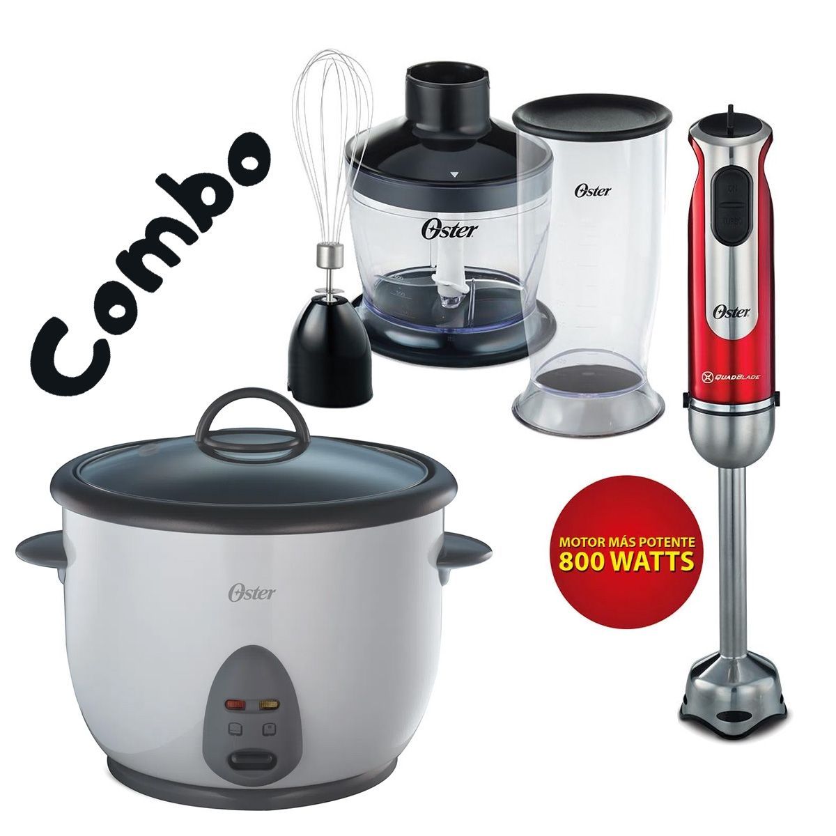 OSTER - Combo Batidora de inmersión Oster FPSTHB2801 y Olla Arrocera Oster