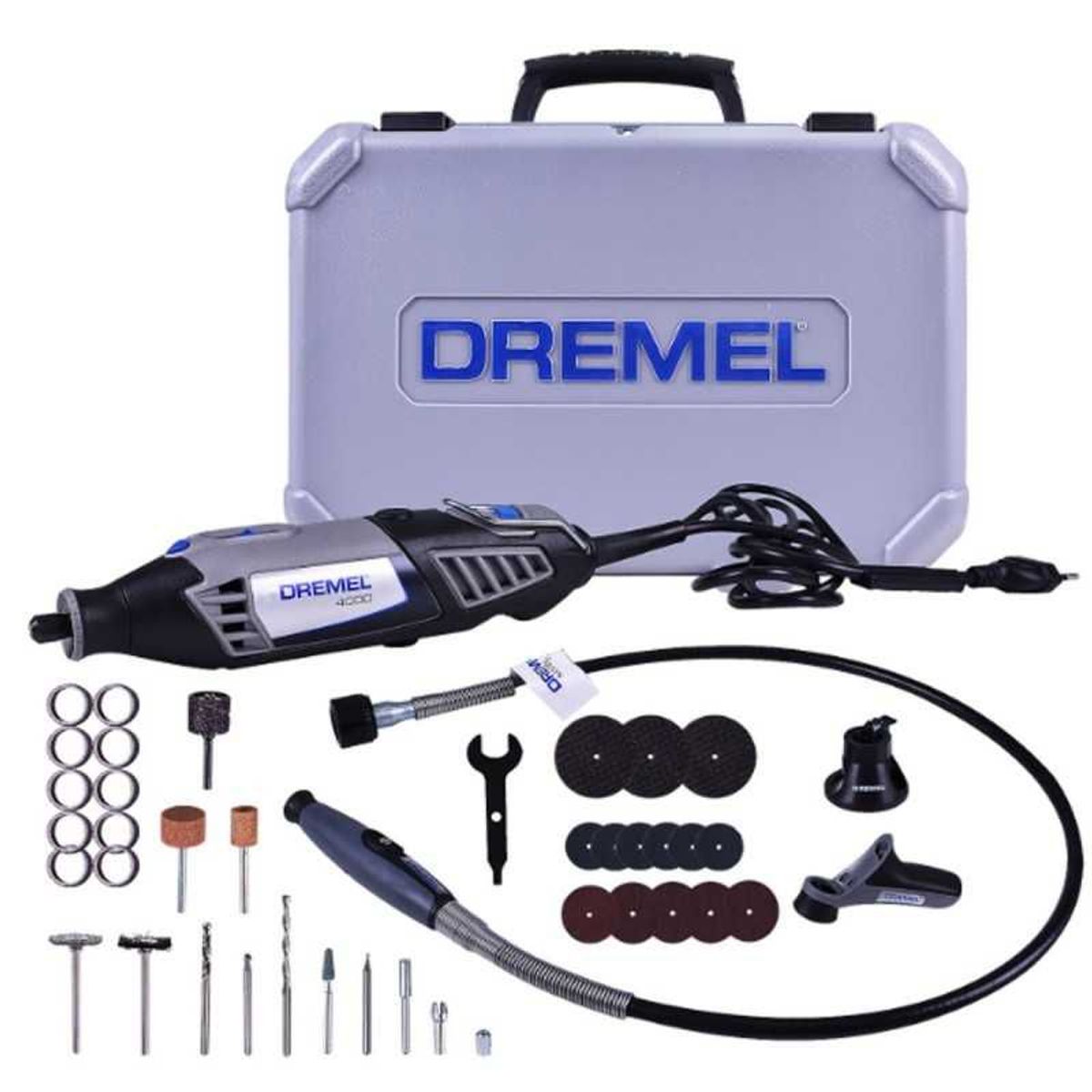 DREMEL - Minitorno + Kit 36 Accesorios + 3 Aditamentos 4000 DREMEL