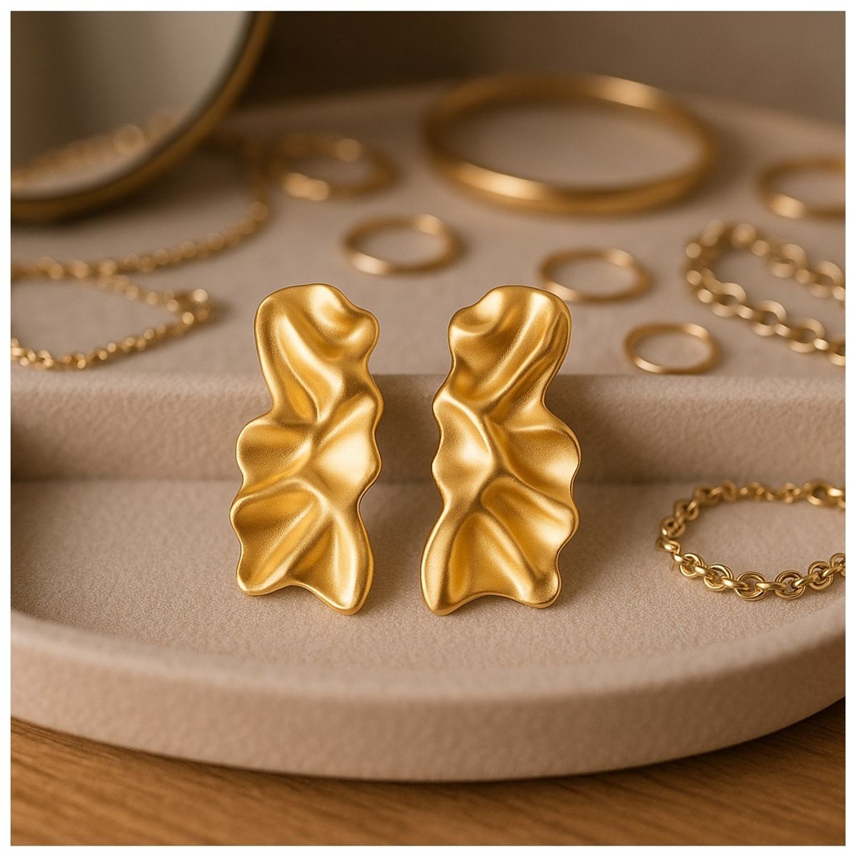 ESIKA - Aretes Chunky MODERN STONES Hermosas Tendencia Baño de Oro Mate 24K