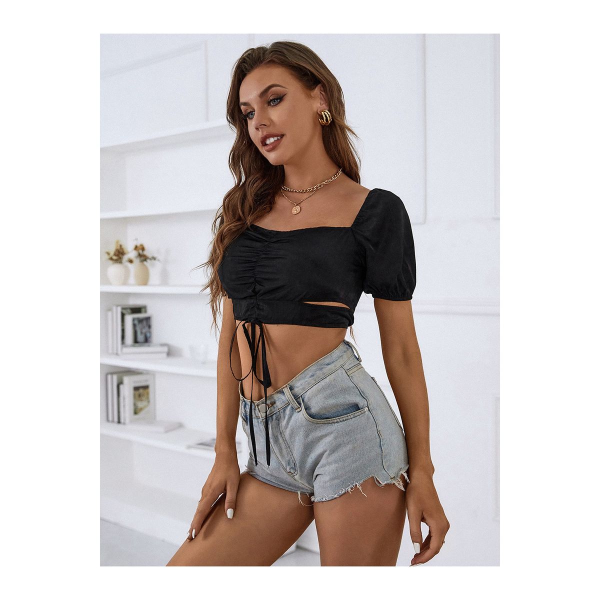 DENISASAA - SeÃ±oras sexys de manga corta que dejan al descubierto el abdomen