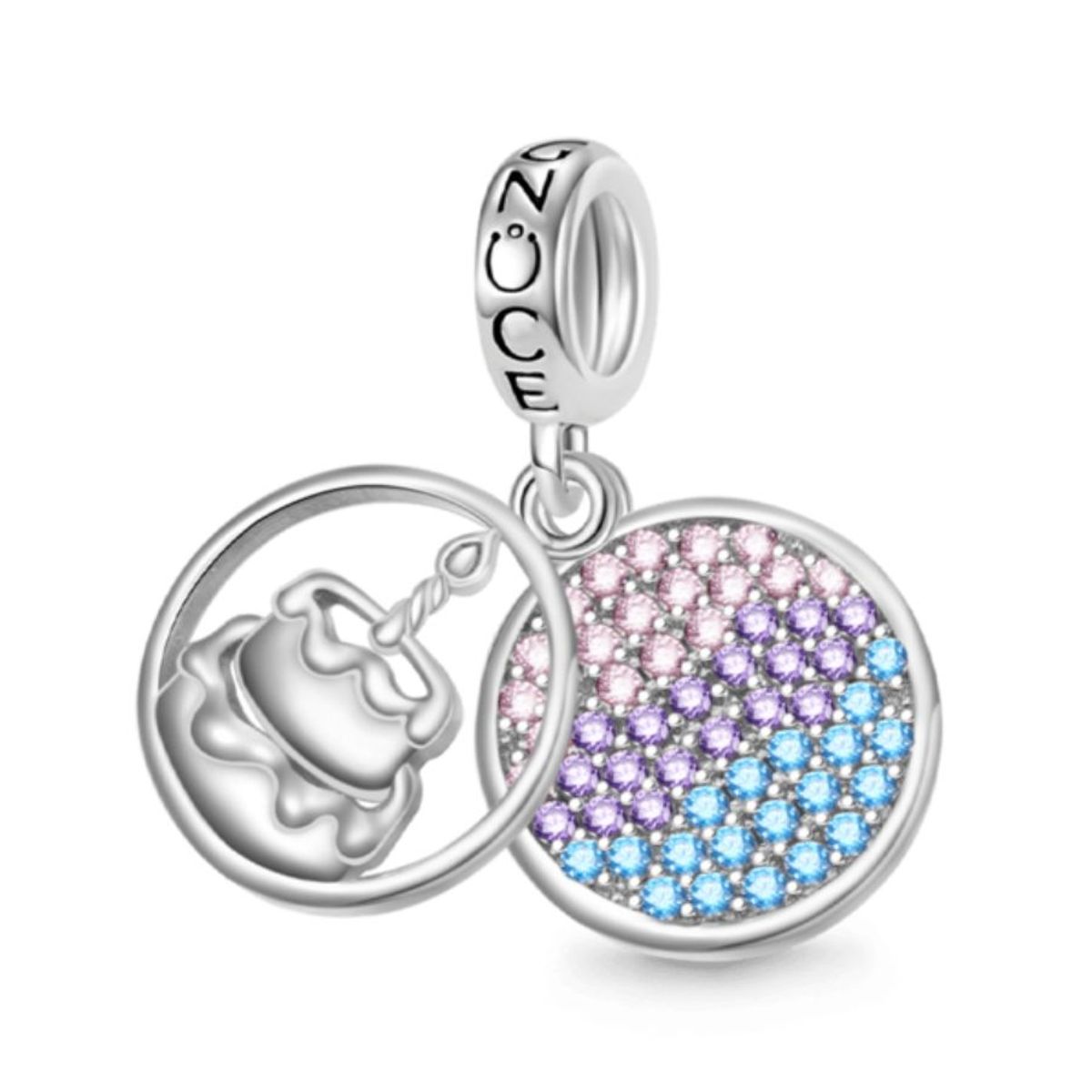 GENERICO - Charm de plata Gnoce Tarta Feliz Cumpleaños