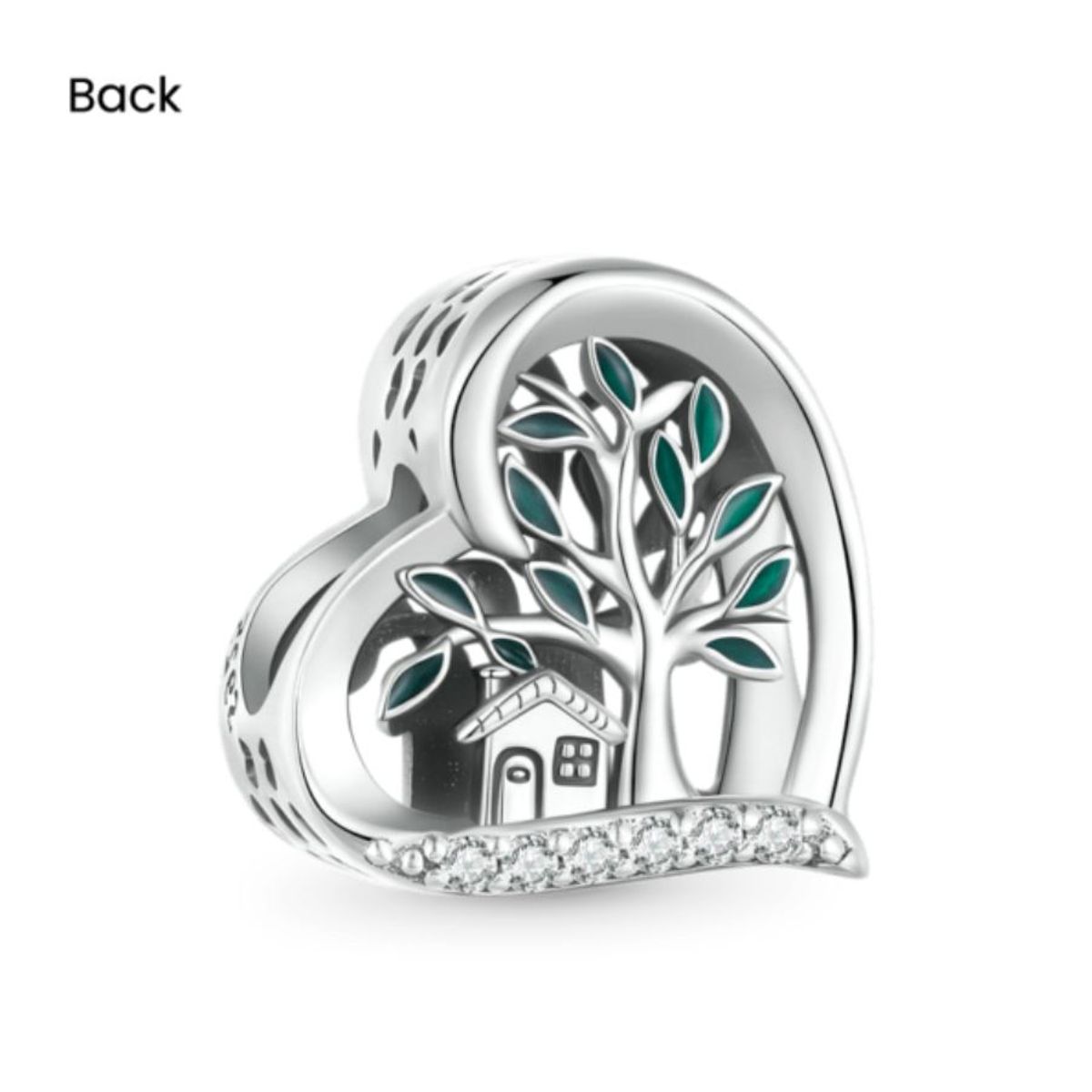 GENERICO - Charm de plata en forma de corazón con árbol de la familia