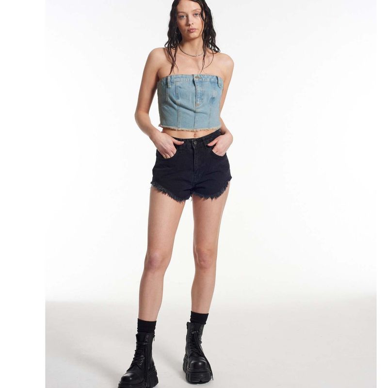 DENISASAA - Chaleco de corsé de mujer sexy de moda con top de tubo de mezclilla