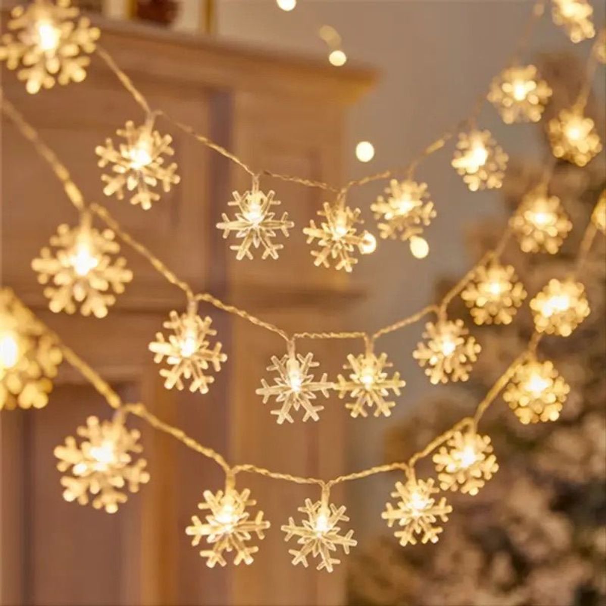 Led Copo De Nieve Para La Decoración Navideña 6m 40Led Blanco cálido, marca VATYERTY - Foto 2