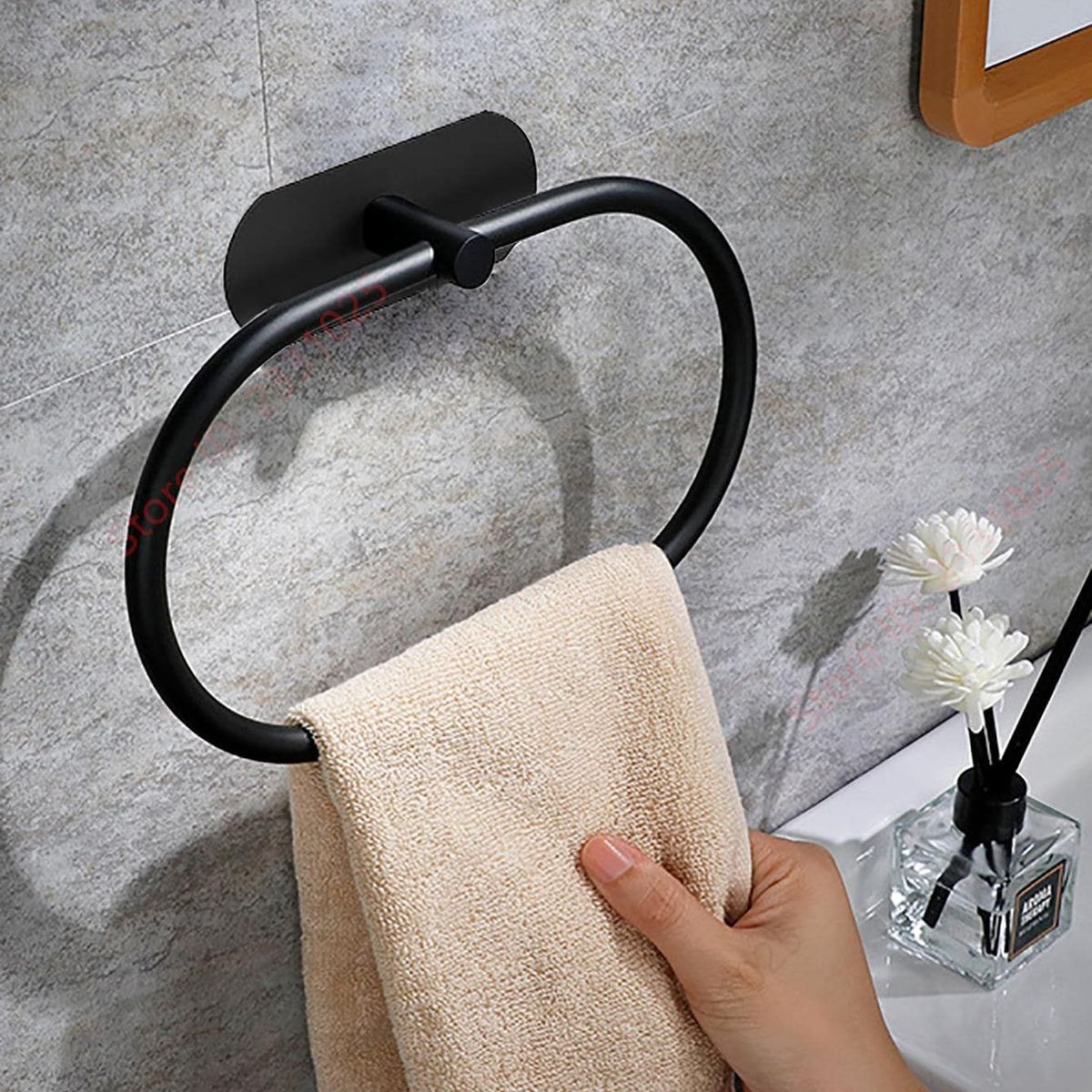 VATYERTY - Acero inoxidable Percha pie Pañuelo Toalla estante negro