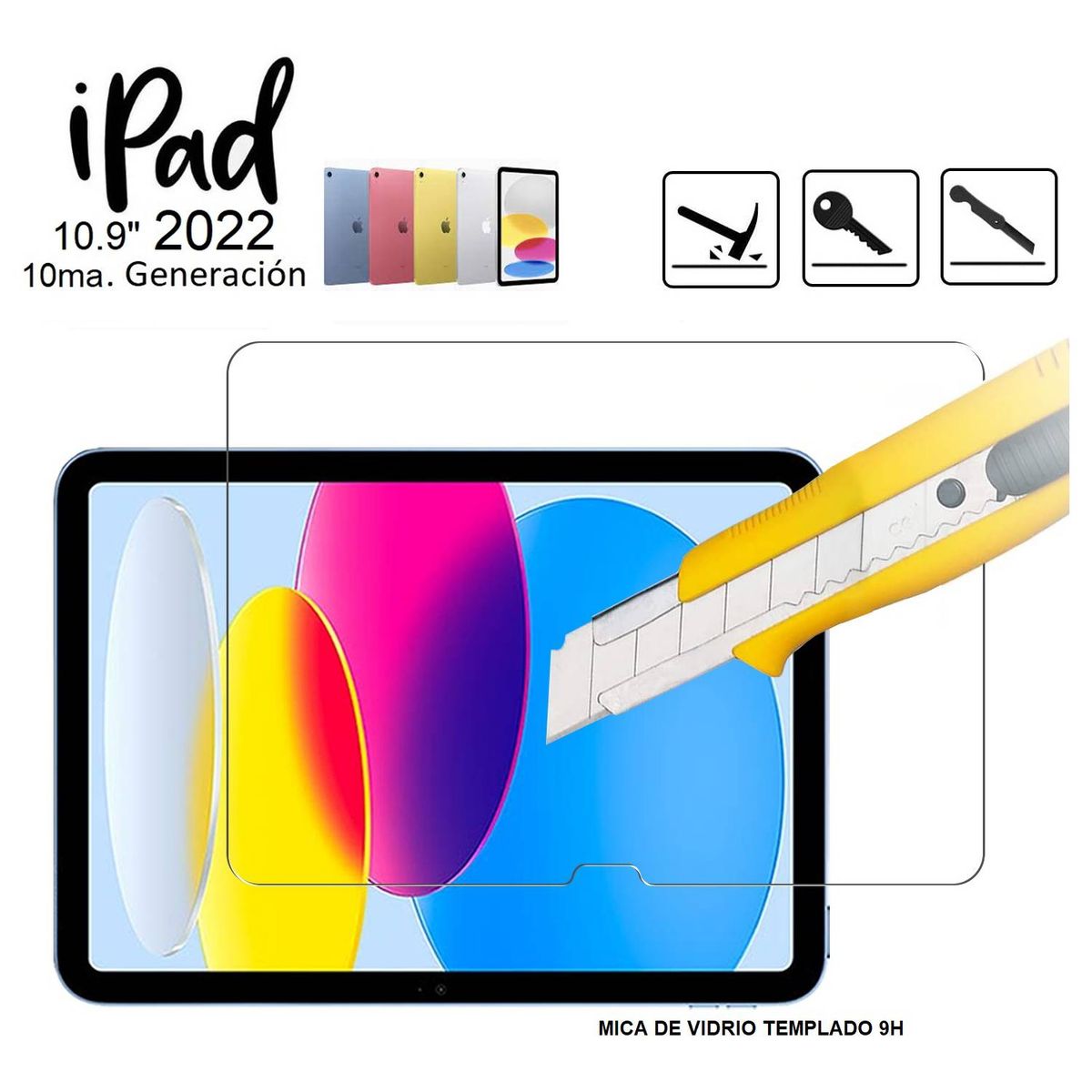 GENERICO - Mica vidrio templado para ipad 10 del 2022 tablet de 10.9