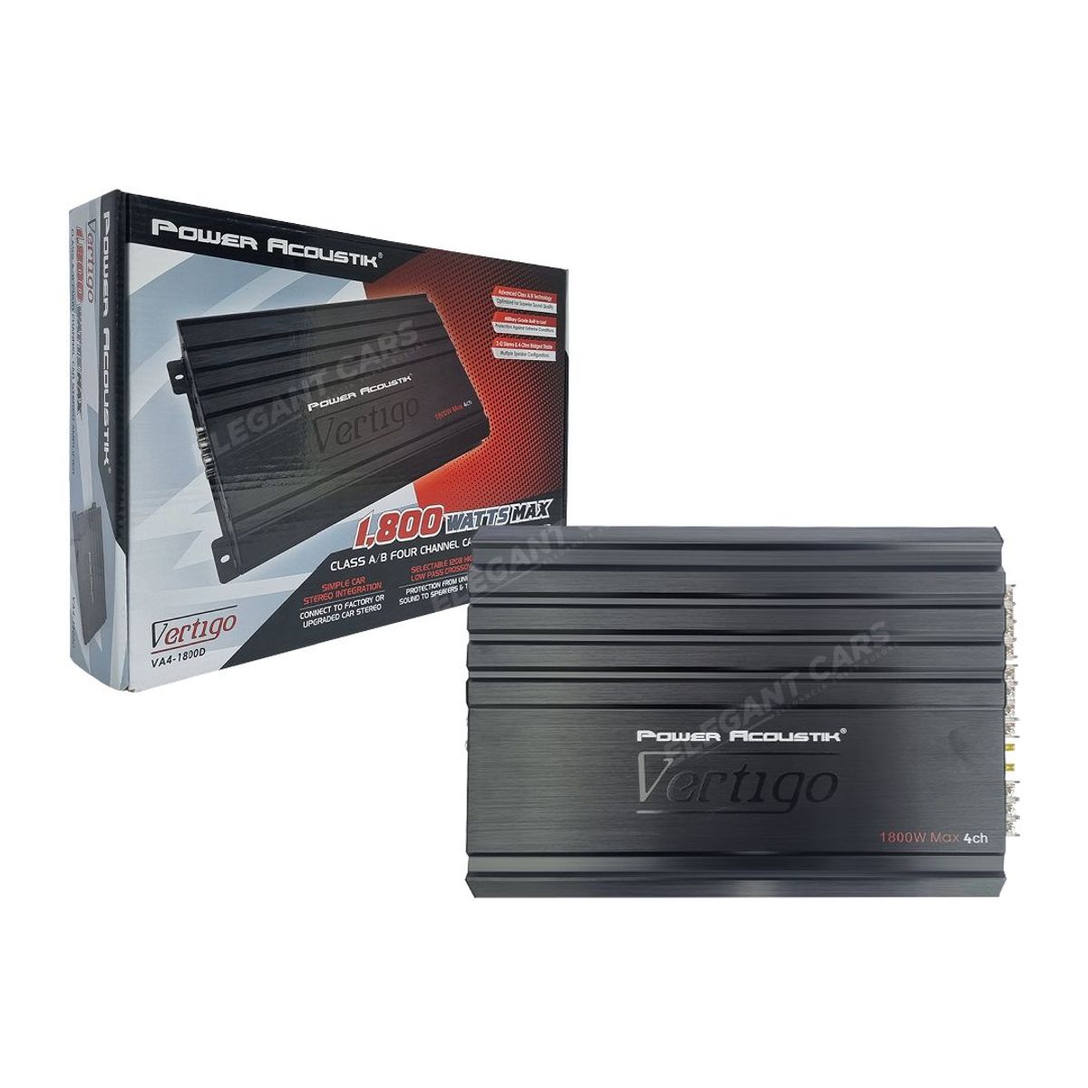 POWER ACOUSTIK - Amplificador Power Acoustik 4 Canales 1800w Clase A/B Serie Vertigo
