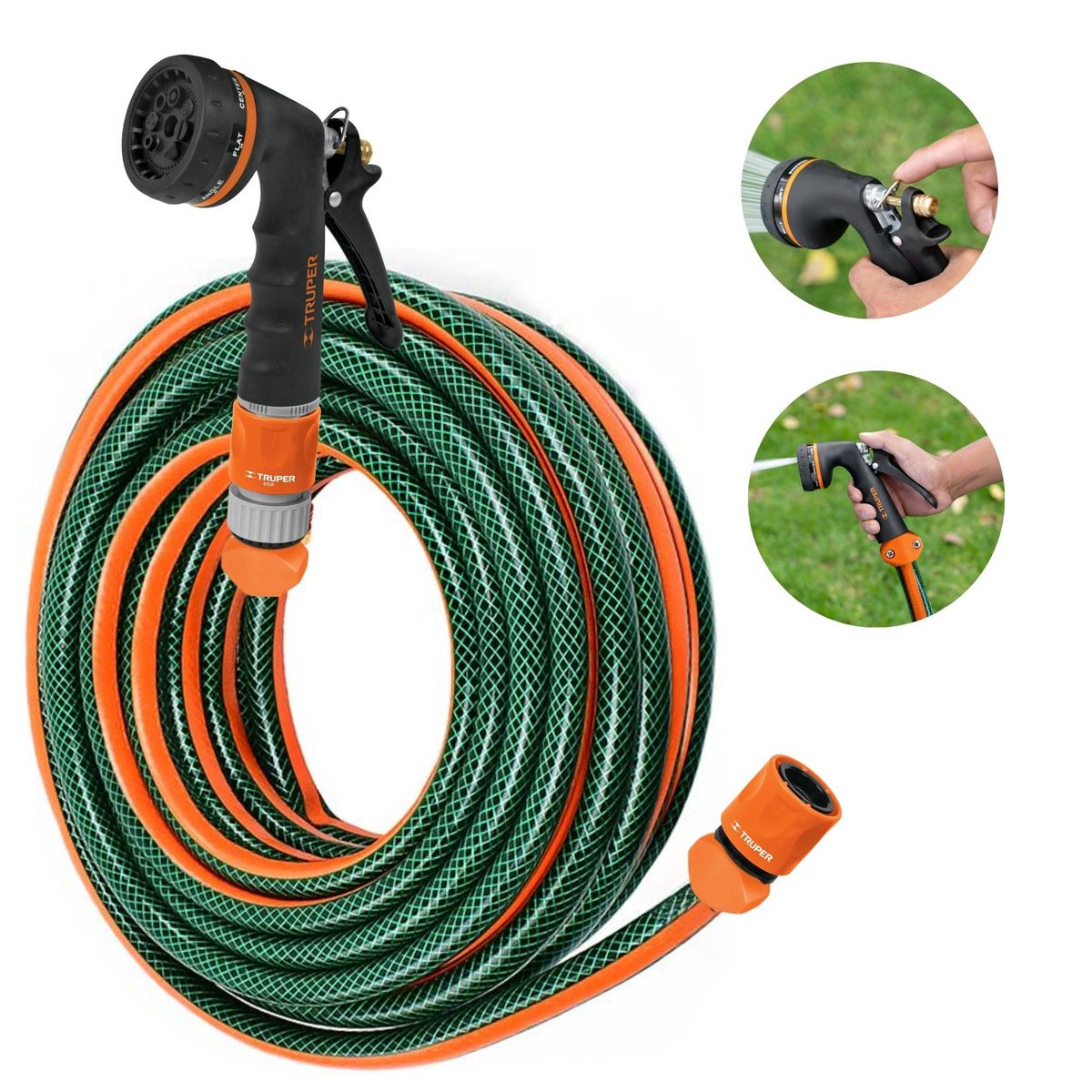 TRUPER - Combo manguera de riego 12X25m pistola metálico de riego Truper