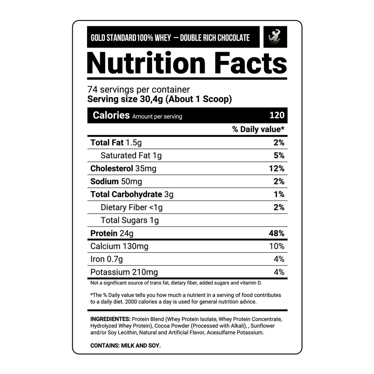 OPTIMUN NUTRITION - Proteína Gold Standard Whey 5 LB - Double Rich Chocolate