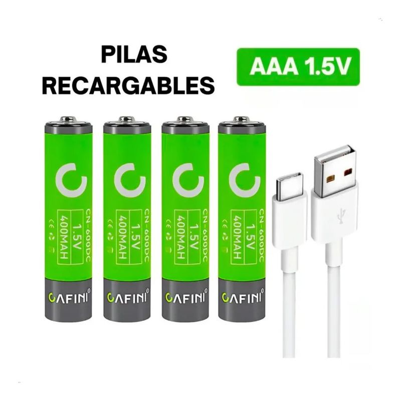 CAFINI - Pila AAA Usb Recargable Litio Tipo C x 04 Unidades