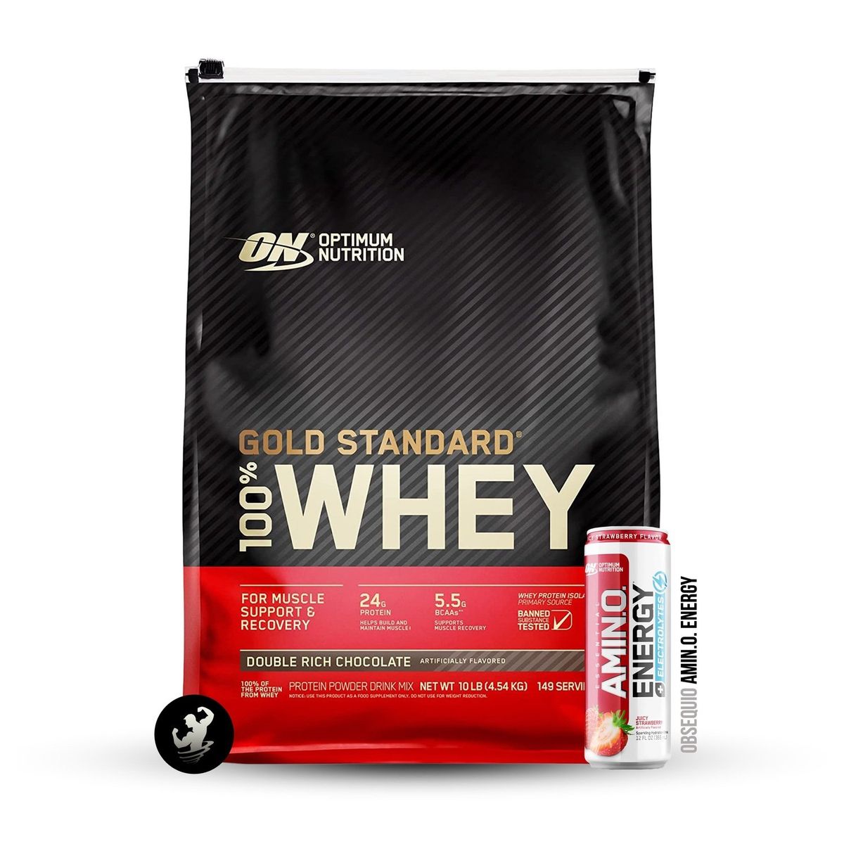 OPTIMUN NUTRITION - Proteína Gold Standard Whey 10 LB - Double Rich Chocolate