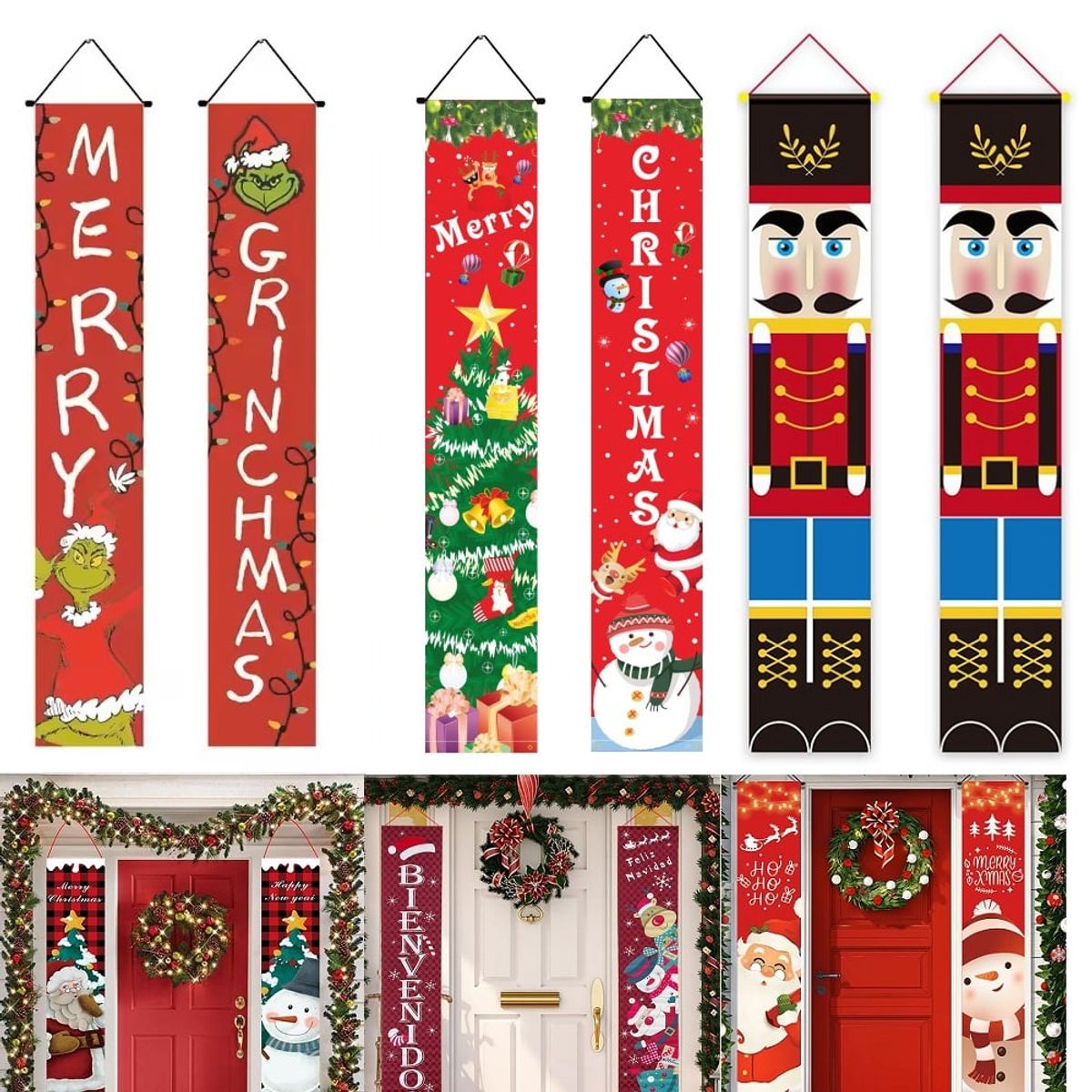 GENERICO - Banderín Decorativo para Navidad colgantes navideños puerta - Set 2pzs