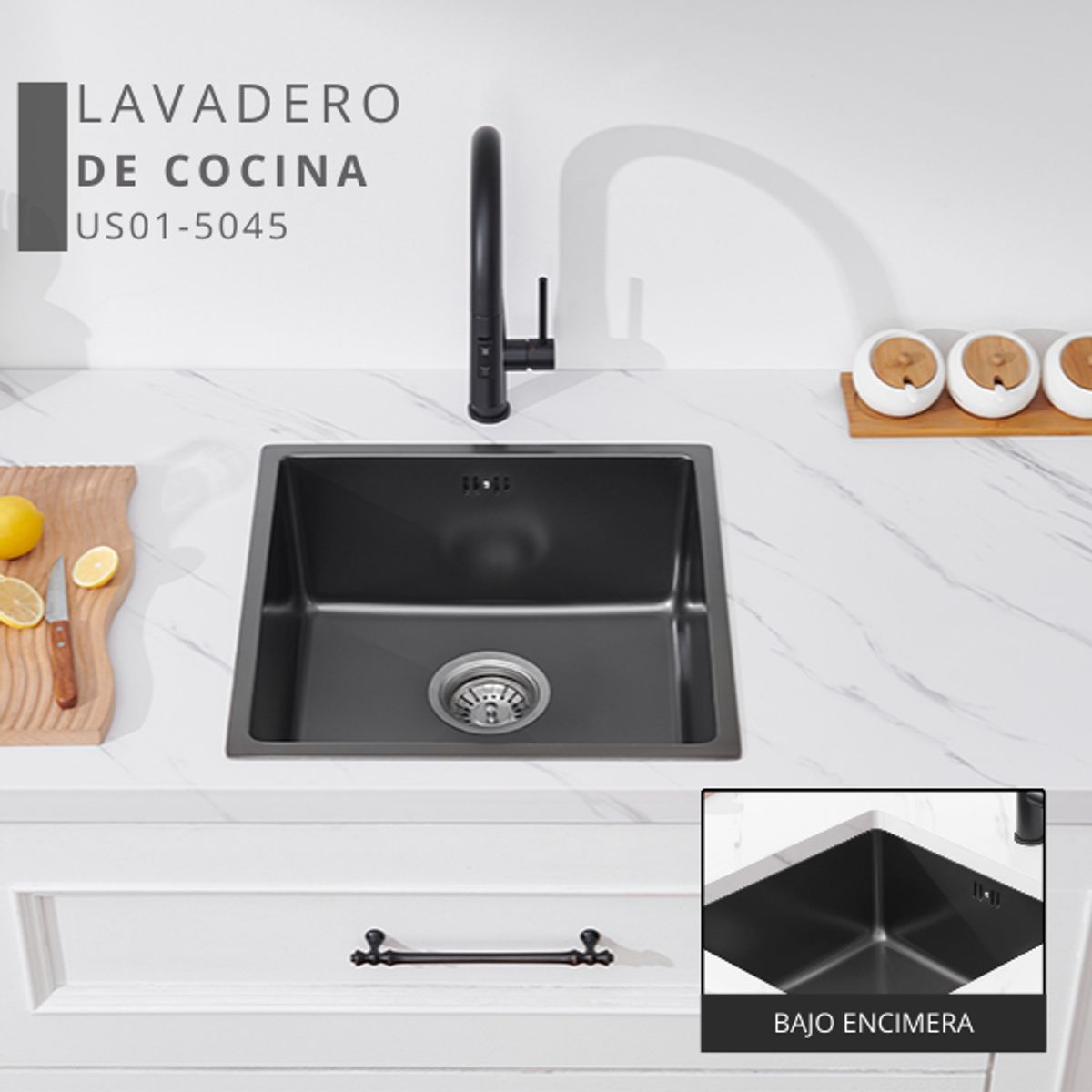 XM - LAVADERO DE COCINA NEGRO PULIDO US01-5045