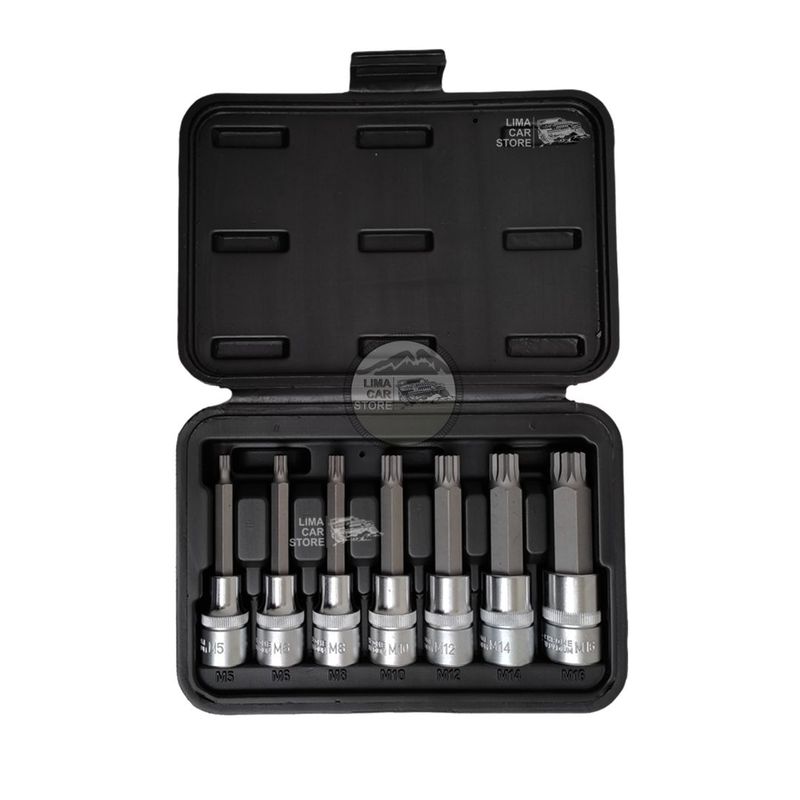 GENERICO - Juego Maleta 7 Dados Estriados Spline 9cm Tooltech