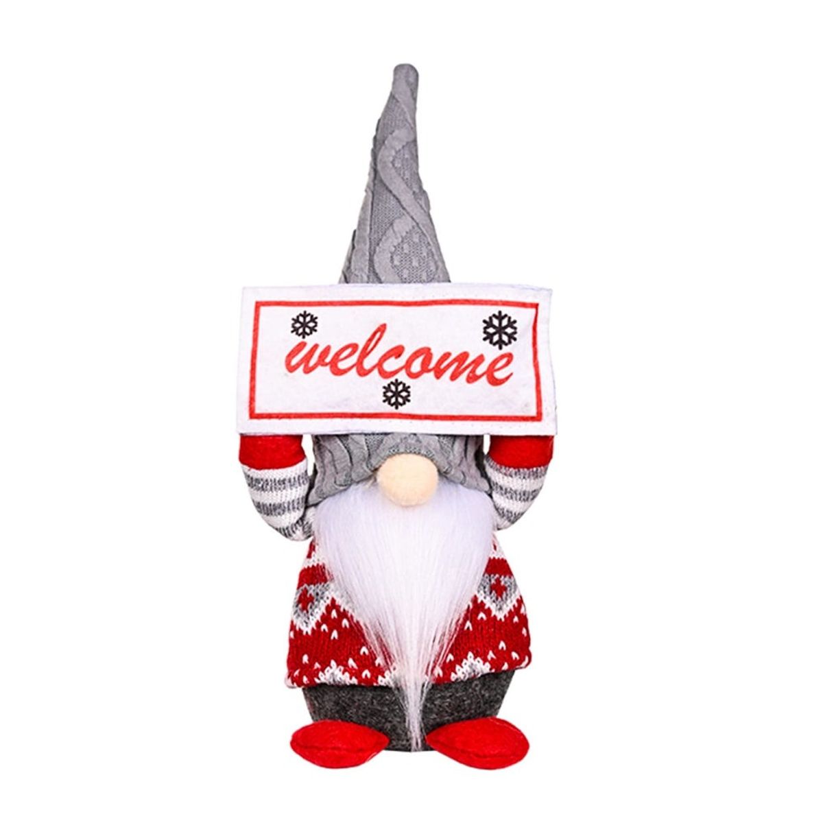 GENERICO - MUÑECO GNOMO NAVIDEÑO DECORATIVO CON LUZ LETRERO WELCOME