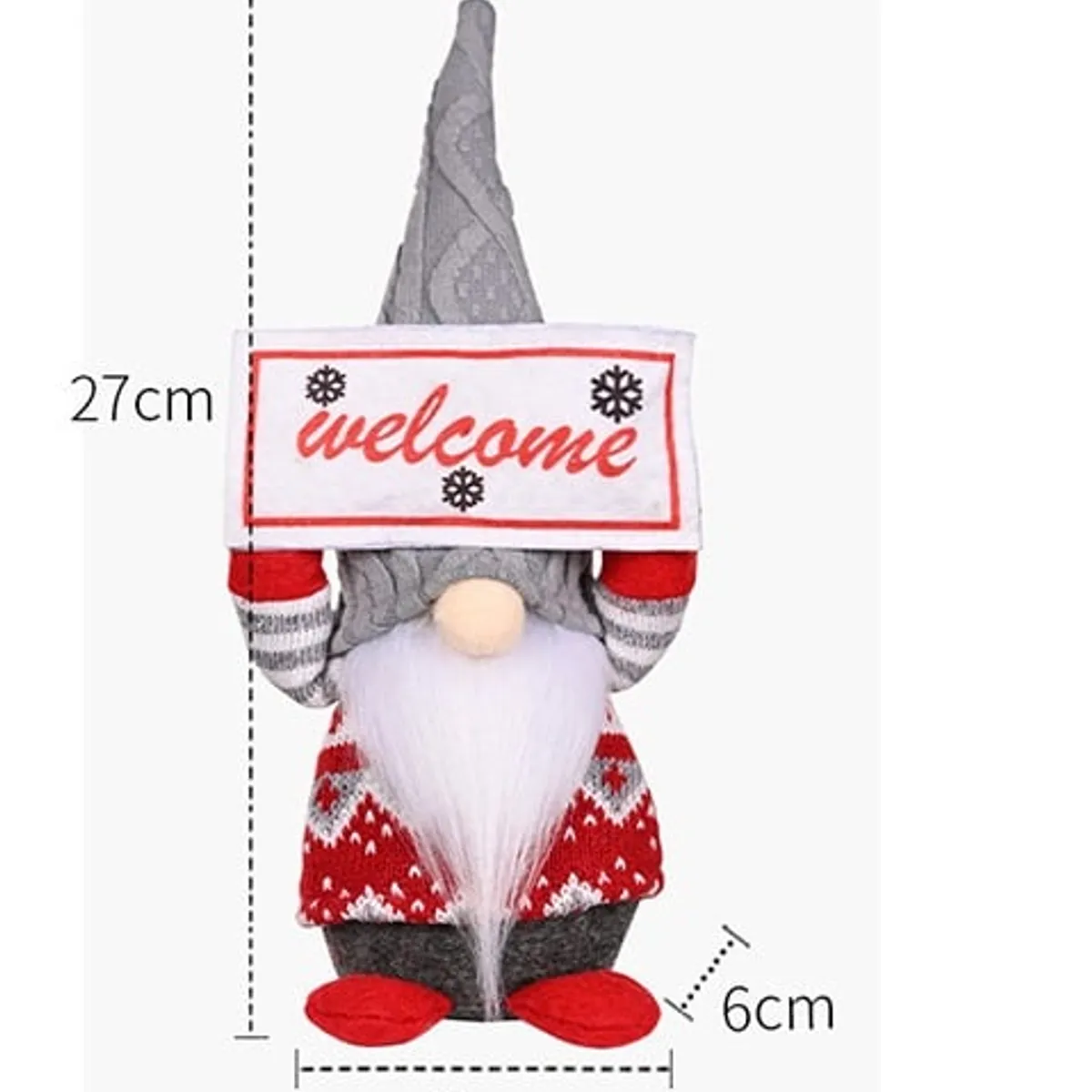 GENERICO - MUÑECO GNOMO NAVIDEÑO DECORATIVO CON LUZ LETRERO WELCOME