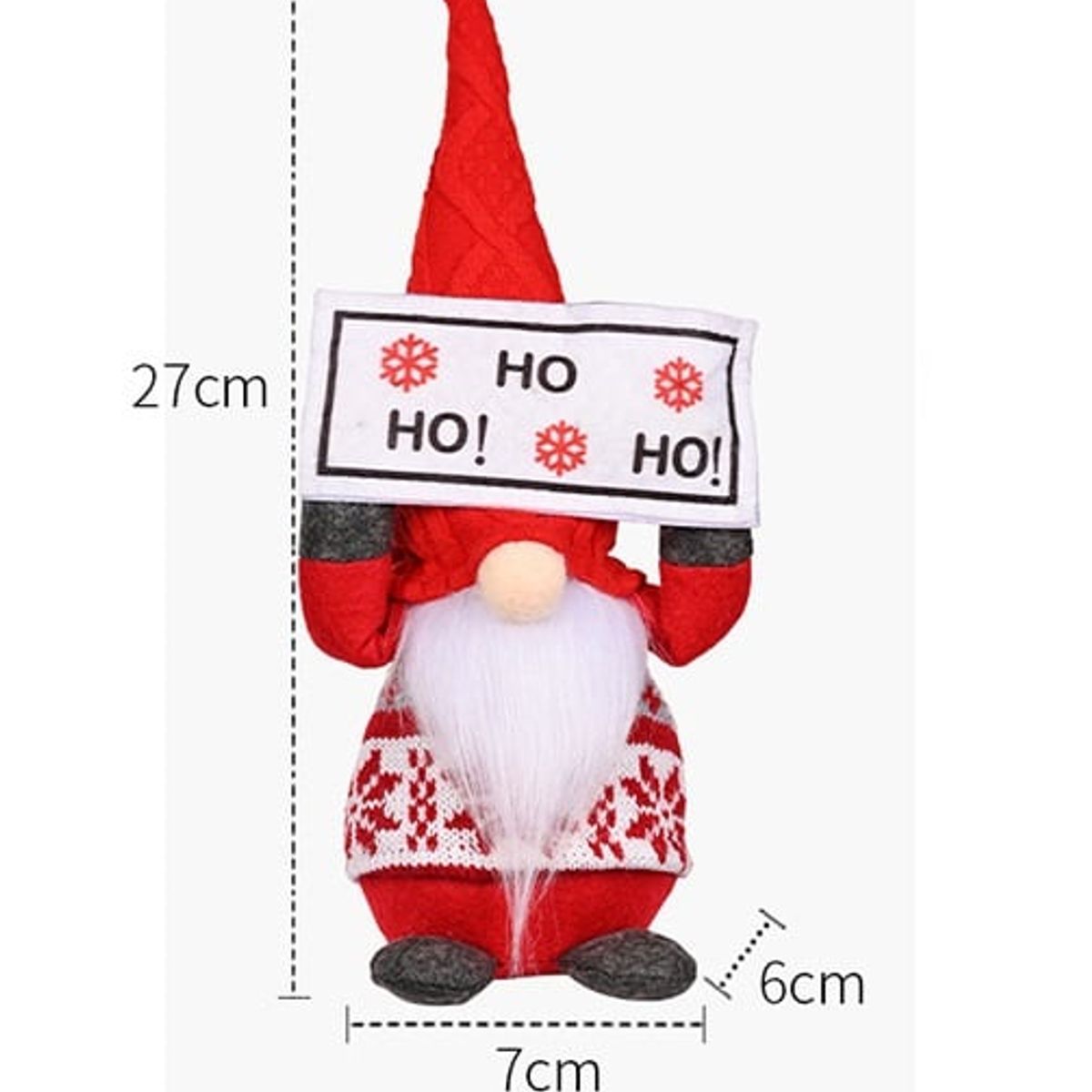 GENERICO - MUÑECO GNOMO NAVIDEÑO DECORATIVO CON LUZ LETRERO HO HO HO