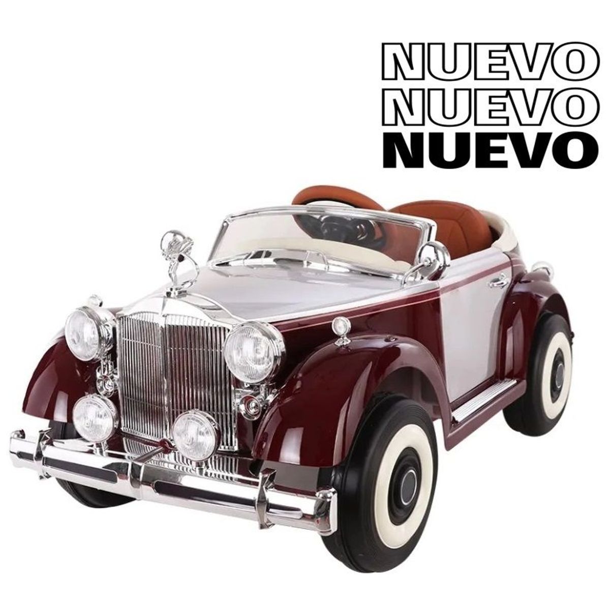 GENERICO - Coche Vintage Eléctrico de 12V con Control Remoto Guinda