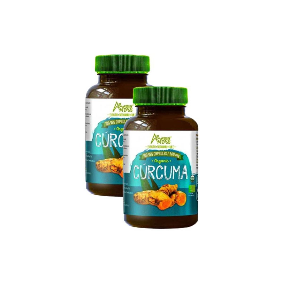 AMAZON ANDES - Pack x 2 Cúrcuma Orgánico en cápsulas 100u - 500mg - Amazon Andes