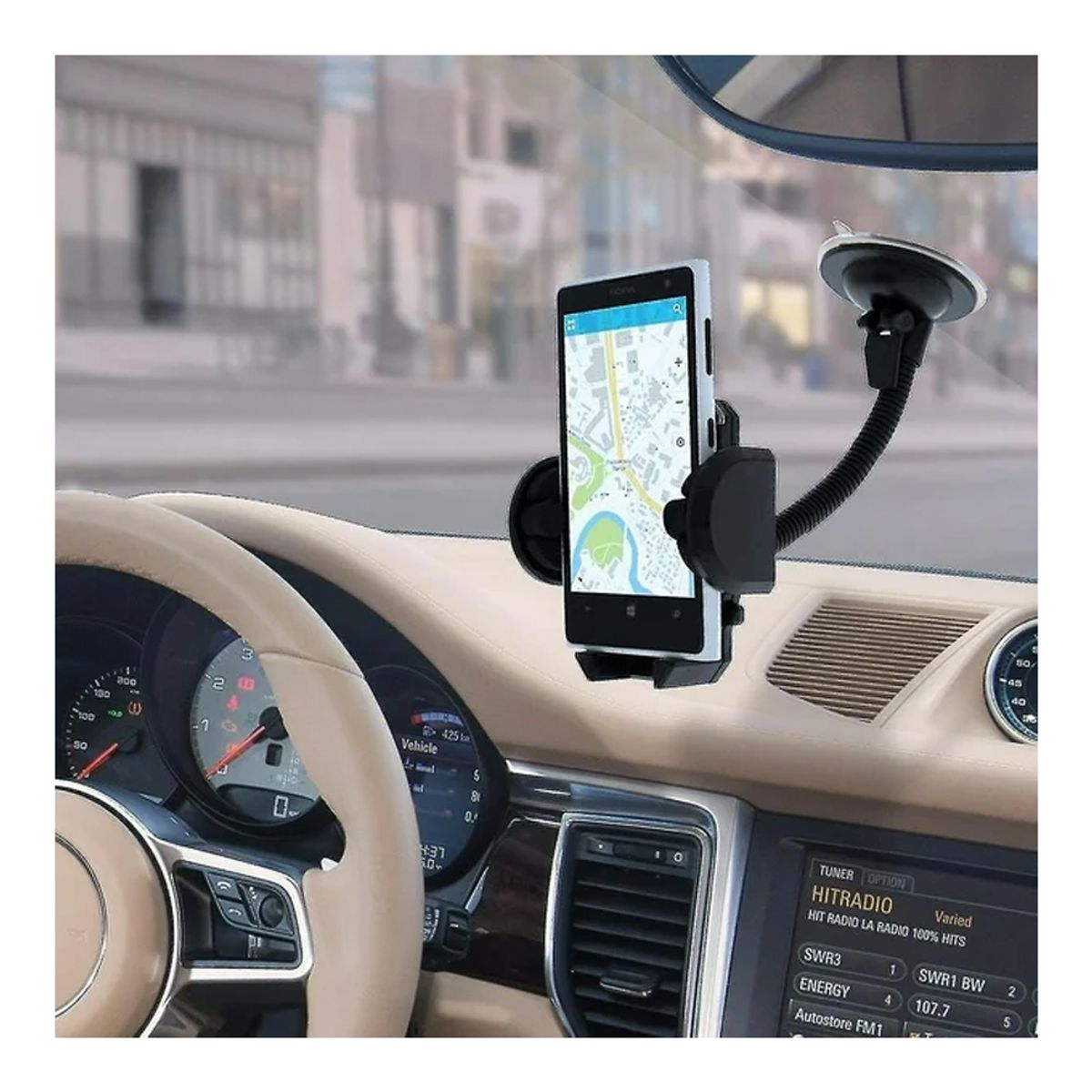 SEISA - Soporte para Teléfono en Auto Con Brazo Flexible Succión