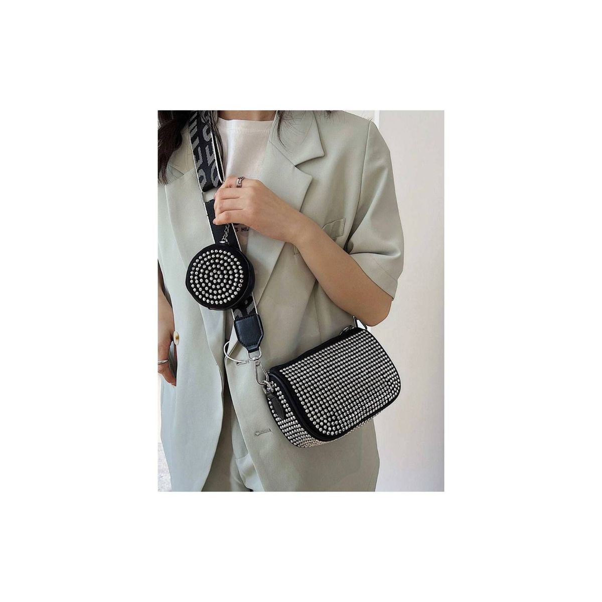 ITELSISTEM - Bolso Cartera Diamante Brillantes Crossbody fina Piedria Monedero Plat