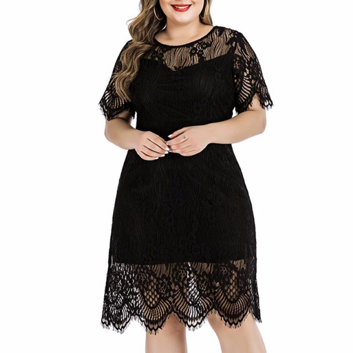 GENERICO - Vestido de Encaje Manga Corta - Vestido Daniely